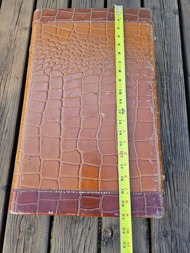 Vintage 1940s-1960s Aneline debuff Cowhide Embossed Alligator look Suitcase
