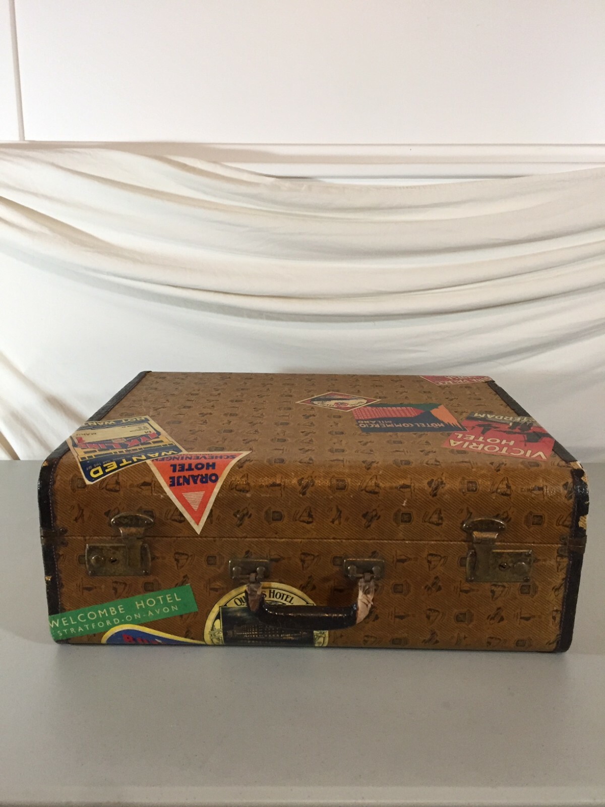 Vintage Luggage with Travel & Hotel Decals & Stickers, Great for Interior Design