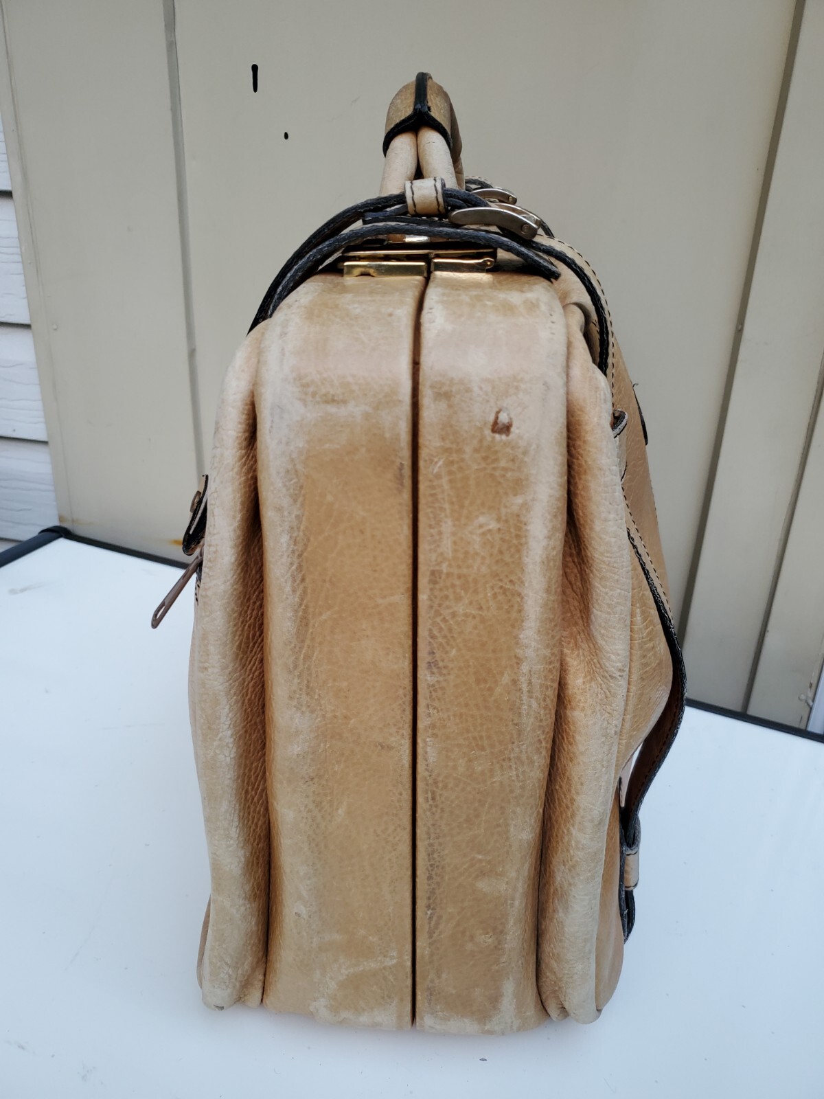 HK genuine leather medium size travel suitcase bag luggage vintage