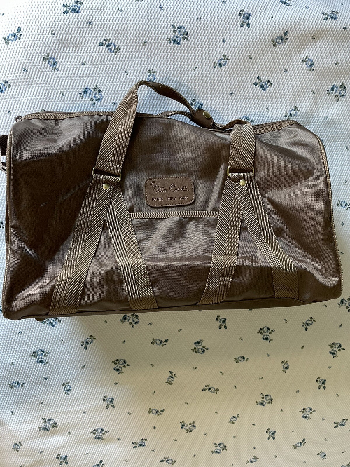 Pierre Cardin VTG Duffle Travel Gym Weekend Suit Bag Nylon Gold Brown Set Of 5