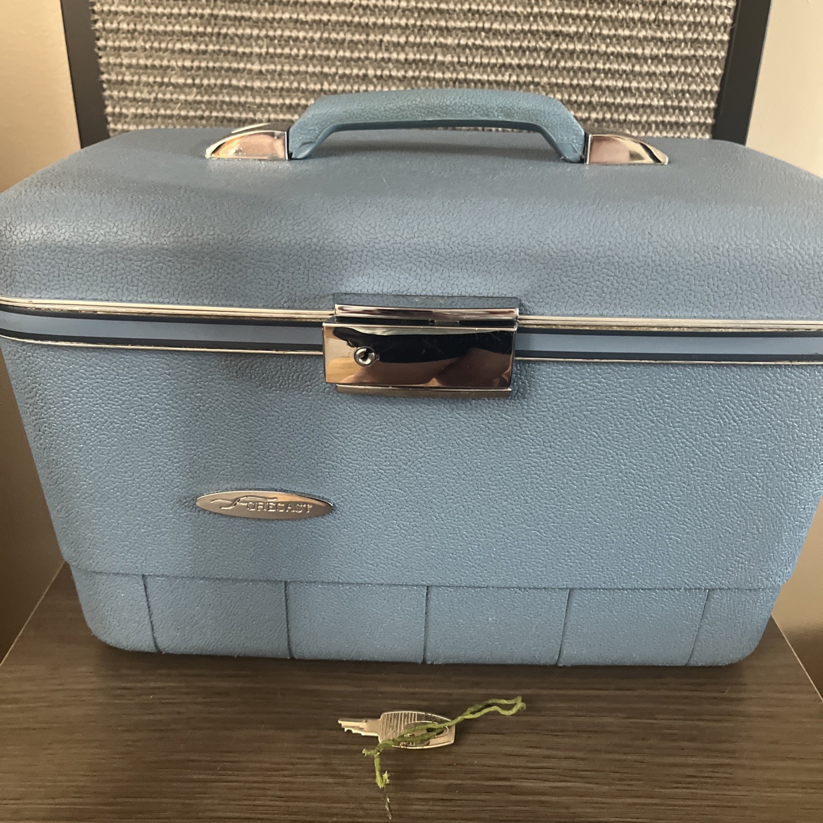Vintage Sears Forecast Hard Train Case With Key Luggage Suitcase