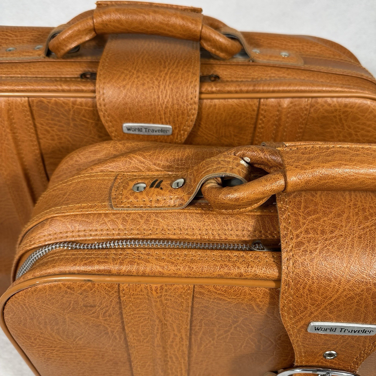 World Traveler 2-Piece Luggage Brown Faux Leather