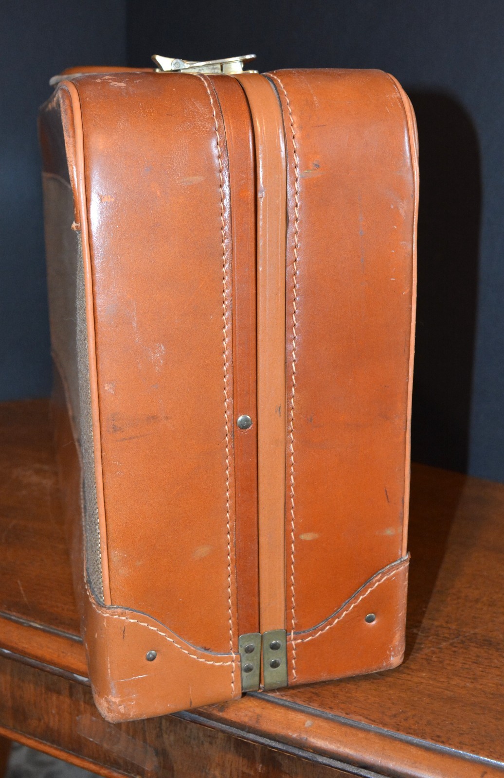 VTG BROOKS BROTHERS Suitcase Leather Tweed Brass CORBIN SESAMEE LOCK