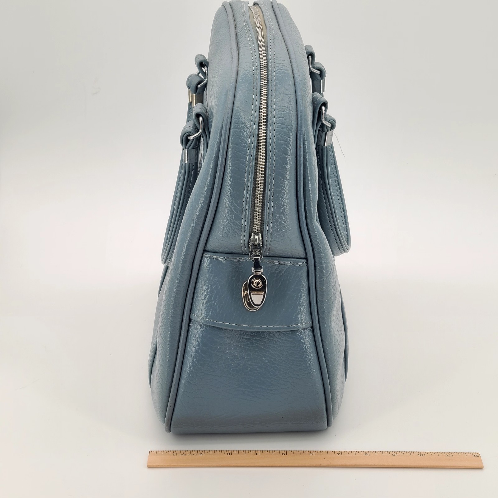 VTG Baltimore Luggage Co Amelia Earhart Blue Faux Leather Carry On 14″ MCM