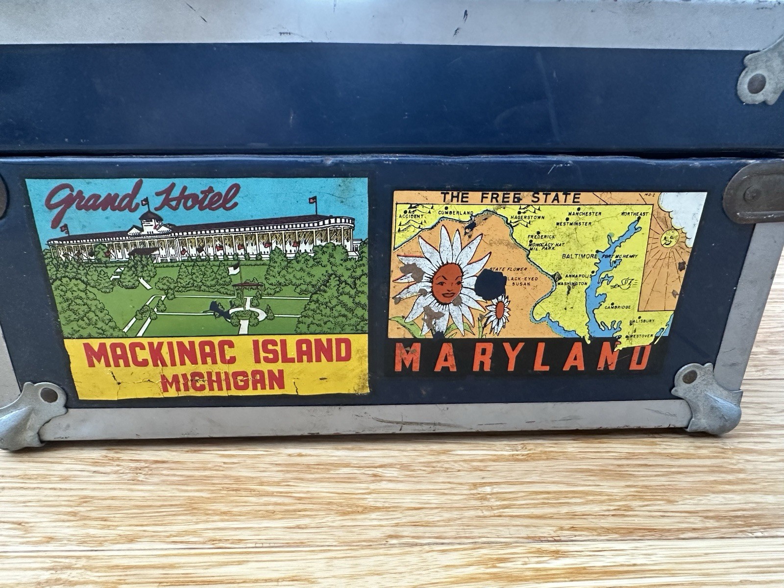 Vintage Travel Sticker Suitcase Train Case 25 Decals Chicago Canada Mid Century