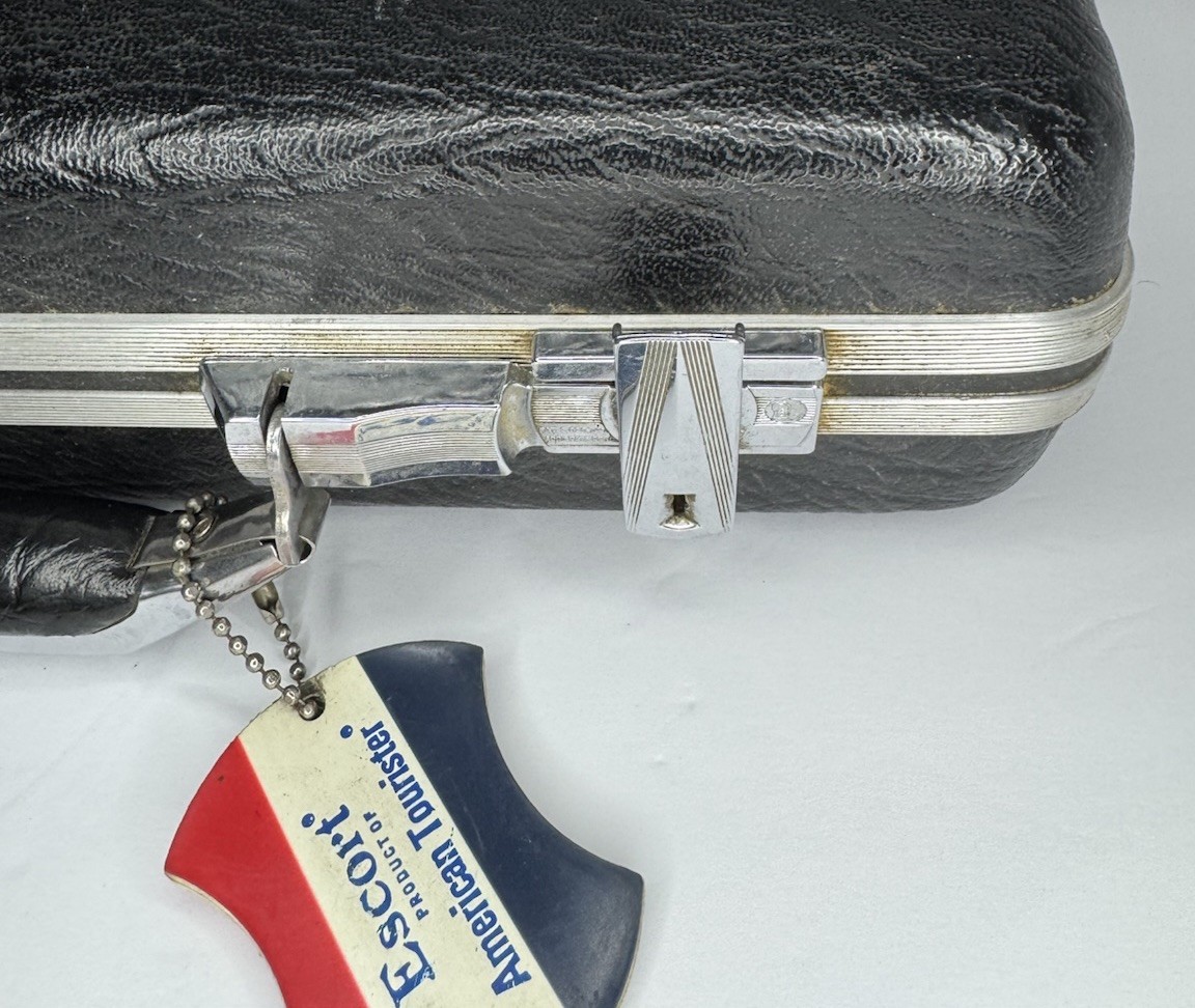 VTG MCM 1960s American Tourister Escort Black Attaché Briefcase With Key