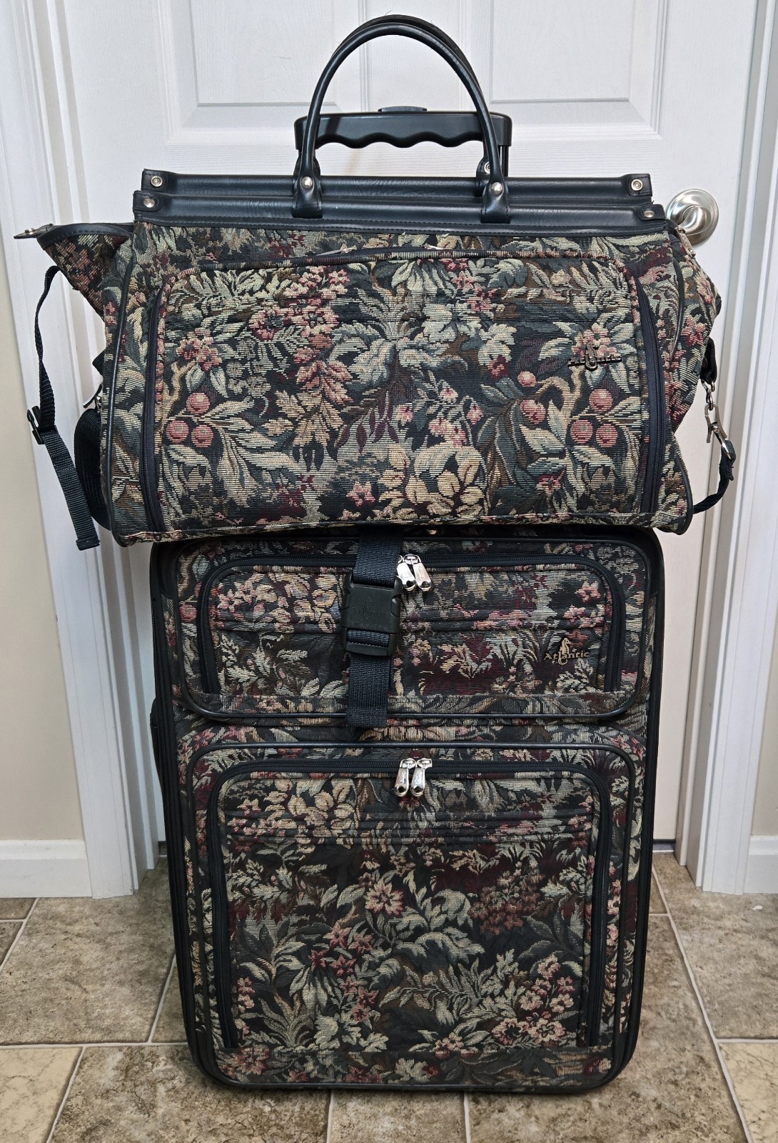 Vintage Atlantic Tapestry Luggage 2 pc. Set