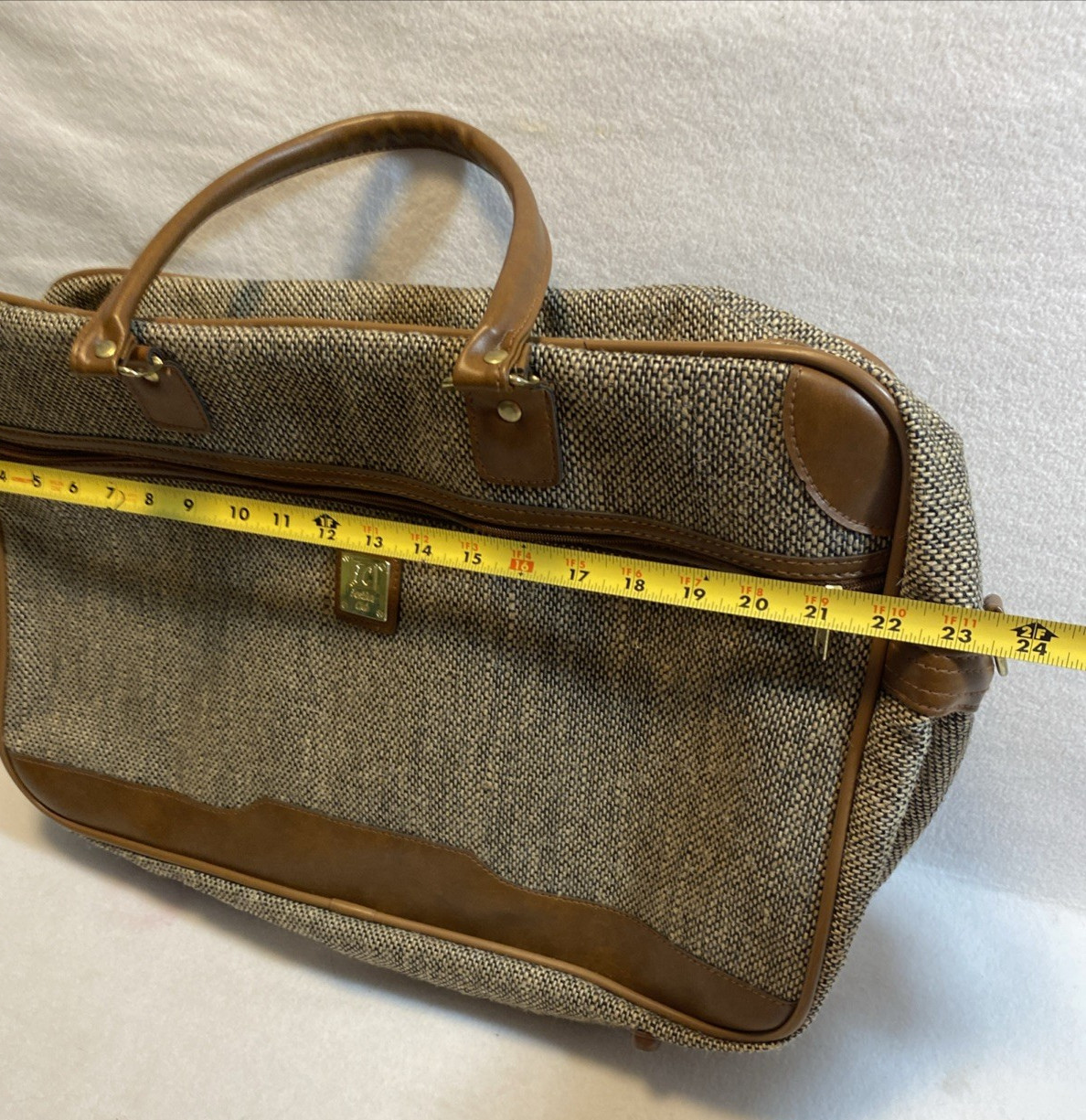 Tweed Suitcase, Briefcase, Travel Bag Vintage Fashion Club Bag Brown