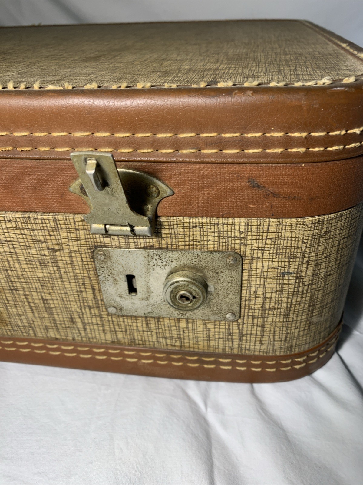 Vintage Tweed Suitcase 1950s Luggage