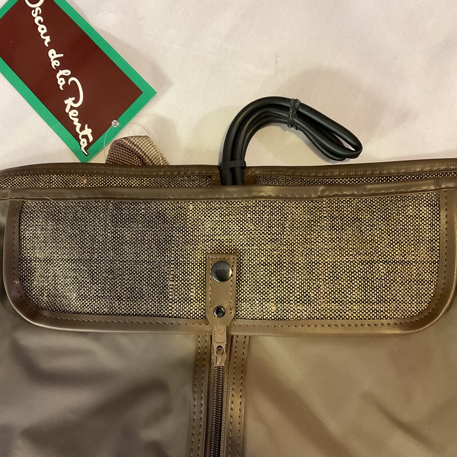 VTG 80’s Oscar De La Renta Tan Tweed Folding Garment Bag Designer Luggage NWT