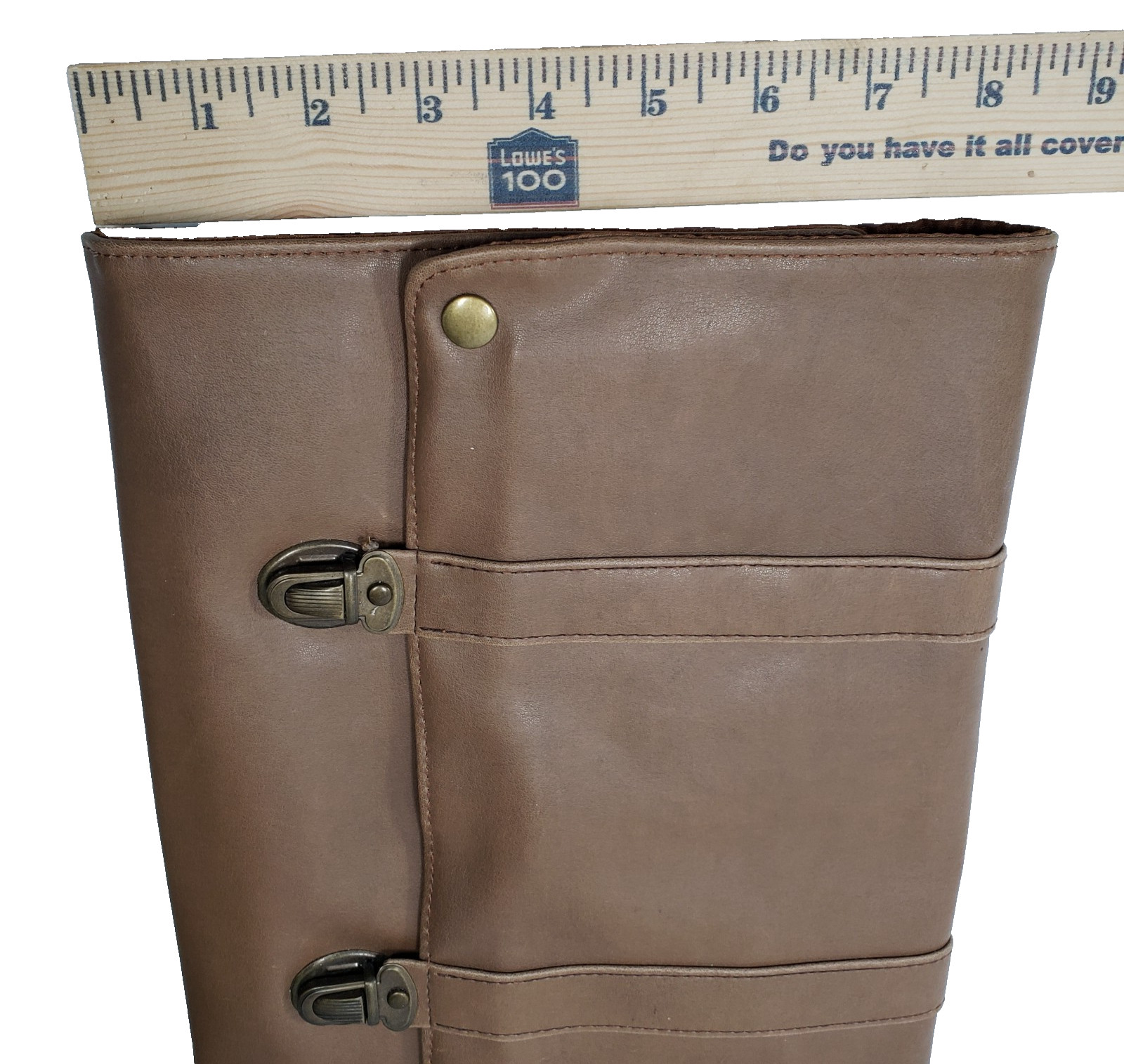 VTG Hanging Toiletry Bag Leather Travel Brown Unisex Trifold
