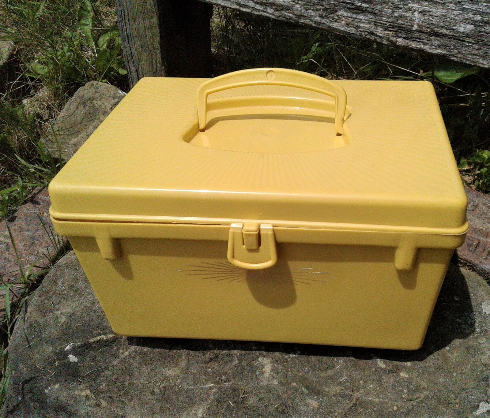 Vintage Solo Plastic Yellow Cosmetic Travel Case with Insert 1960s