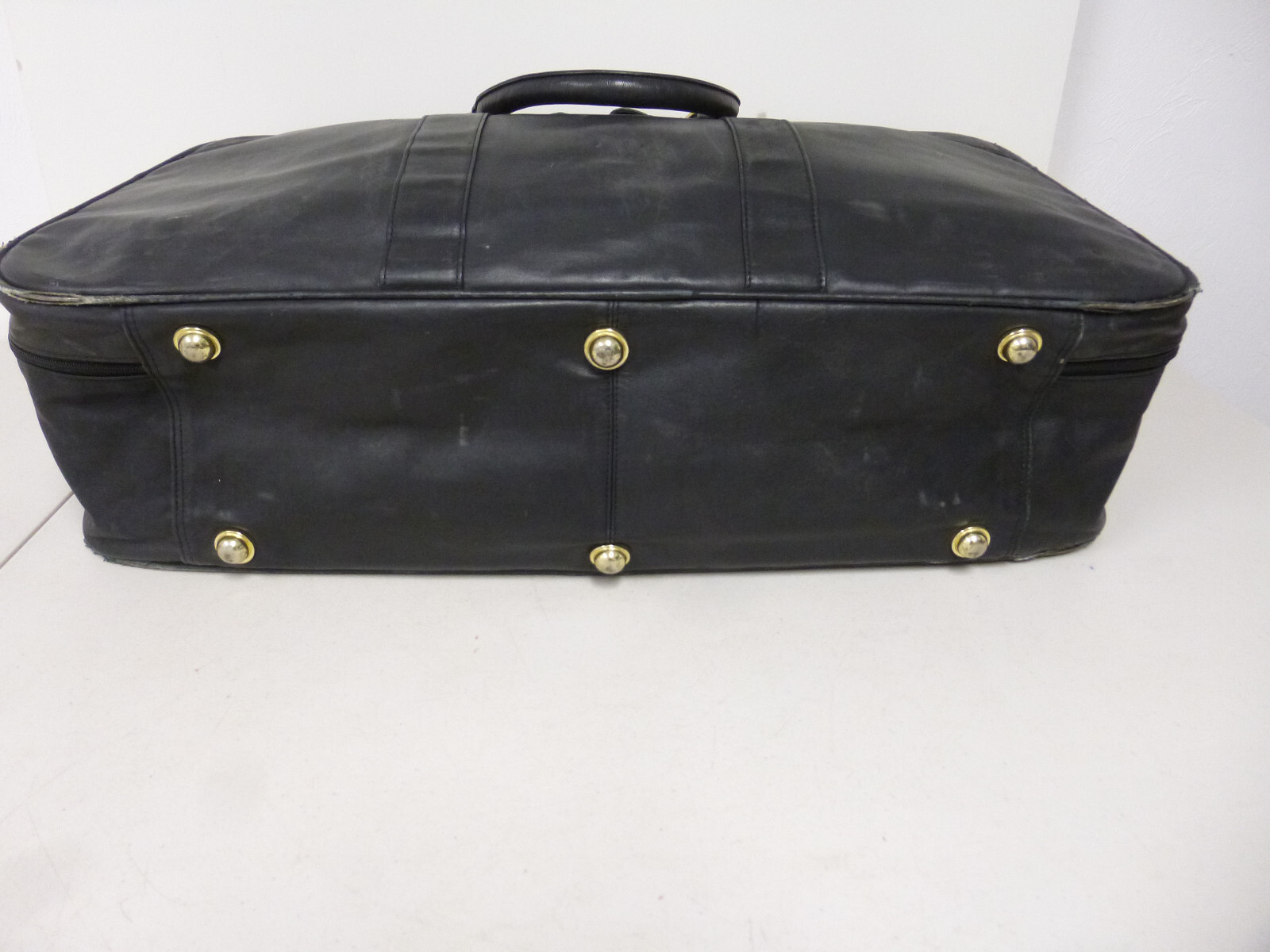 Vintage Genuine MGM/UA Home Video Black Leather Travel Bag Suitcase