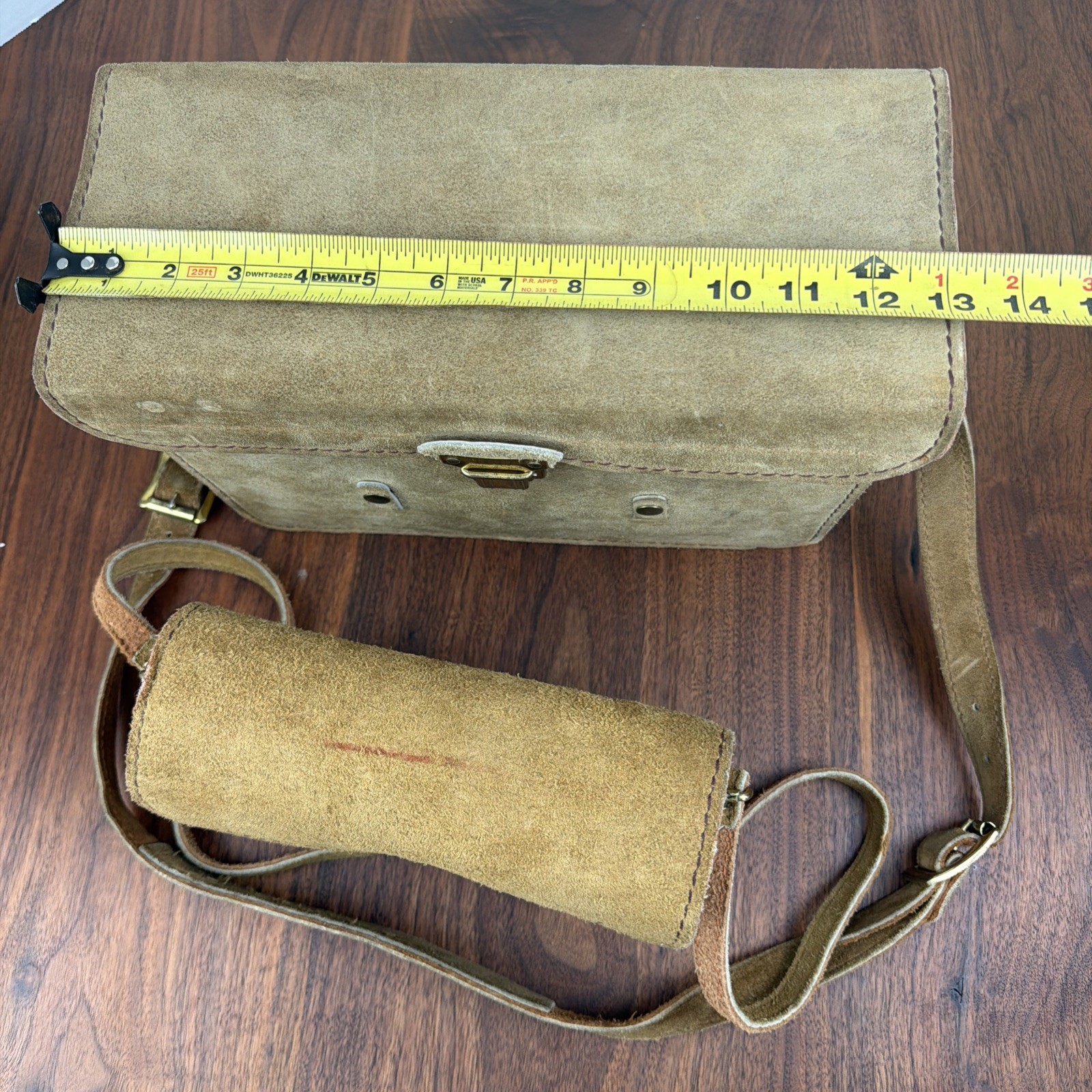 VTG 60s NOMAD Suede Leather Brown Luggage Train Case Green Velvet Lining 2 in 1