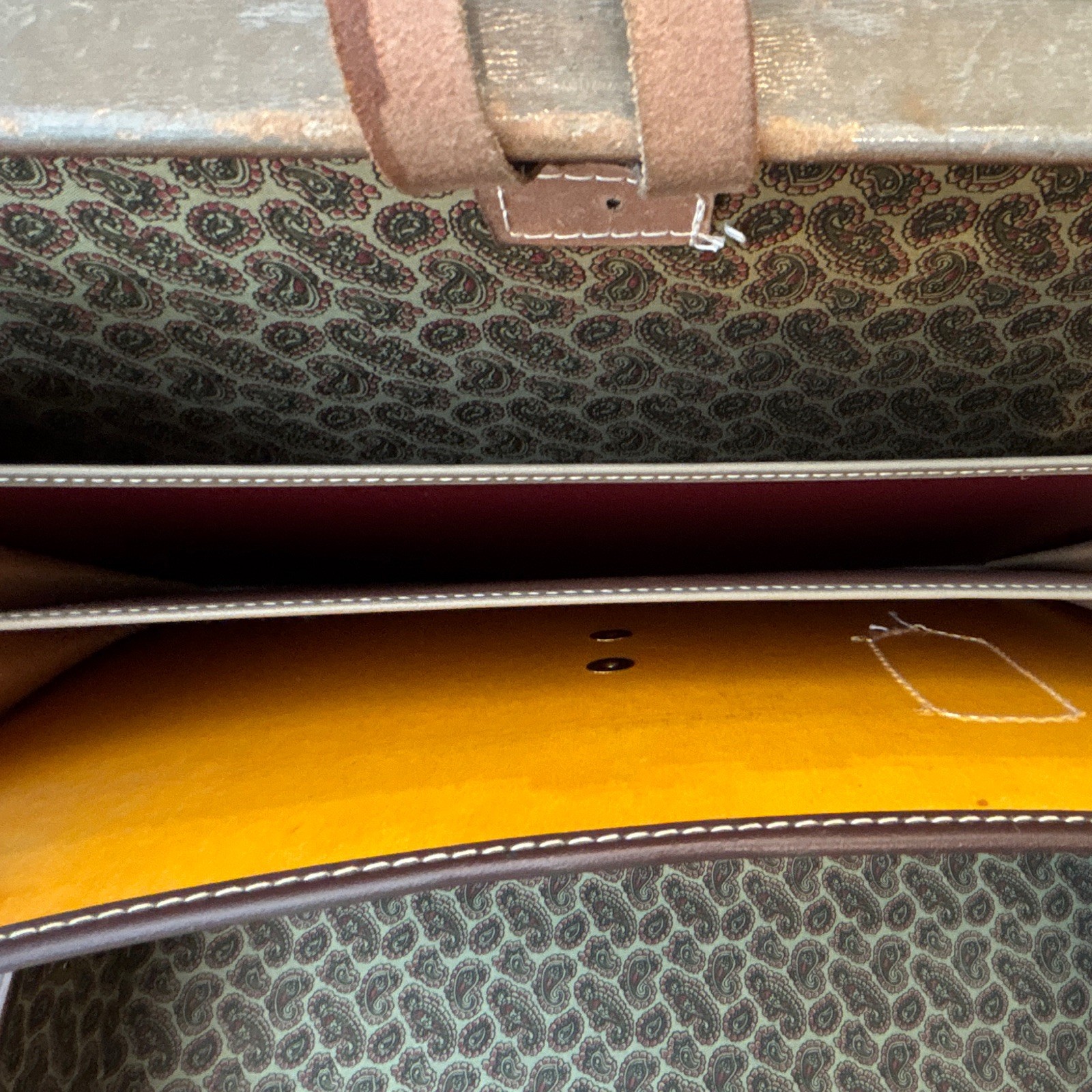 True Vintage 1950s Green Hard-Sided Leather Briefcase Locking Latches