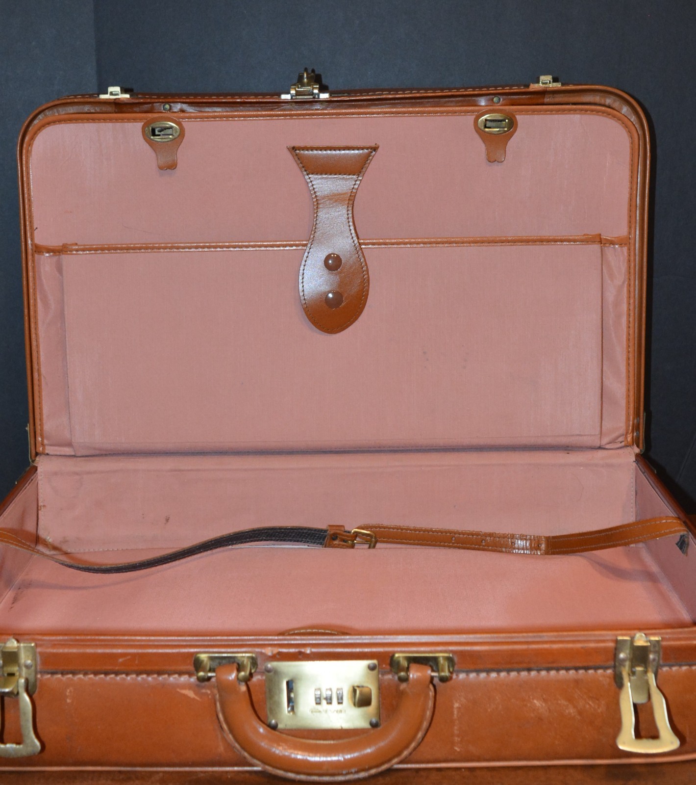 VTG BROOKS BROTHERS Suitcase Leather Tweed Brass CORBIN SESAMEE LOCK