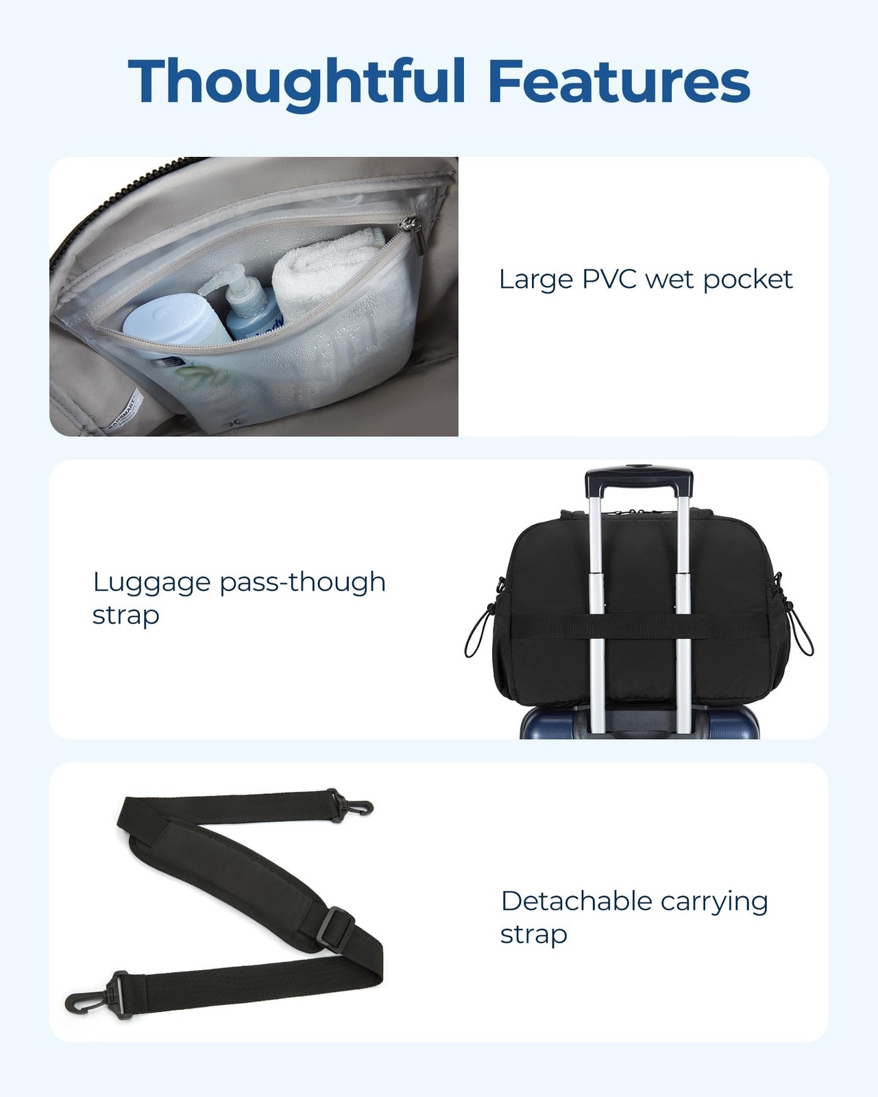 Bagsmart Duffle Bag For Travel Gym Bag For Women Wet Pocket Carry On Weekender