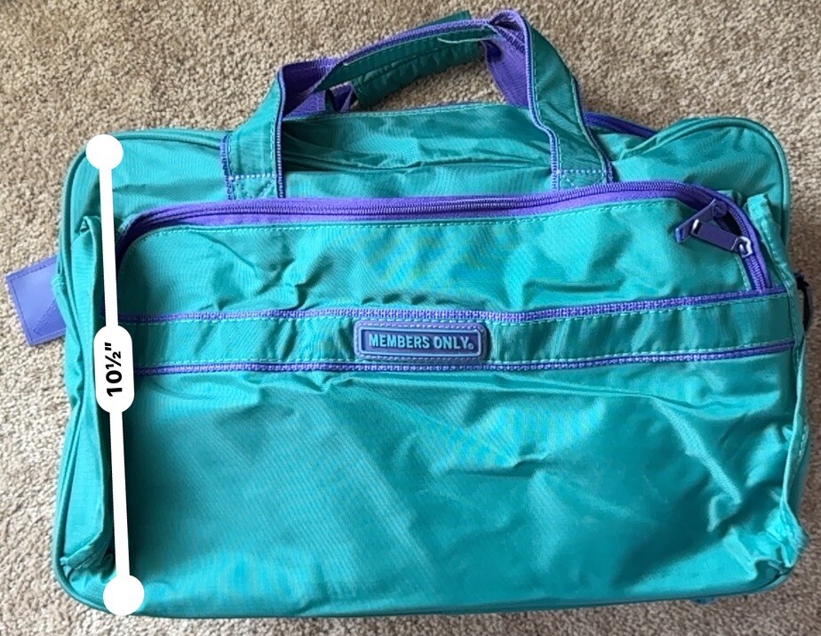 Members Only Bag Vintage 80s Duffel Bag Suitcase Teal and Purple