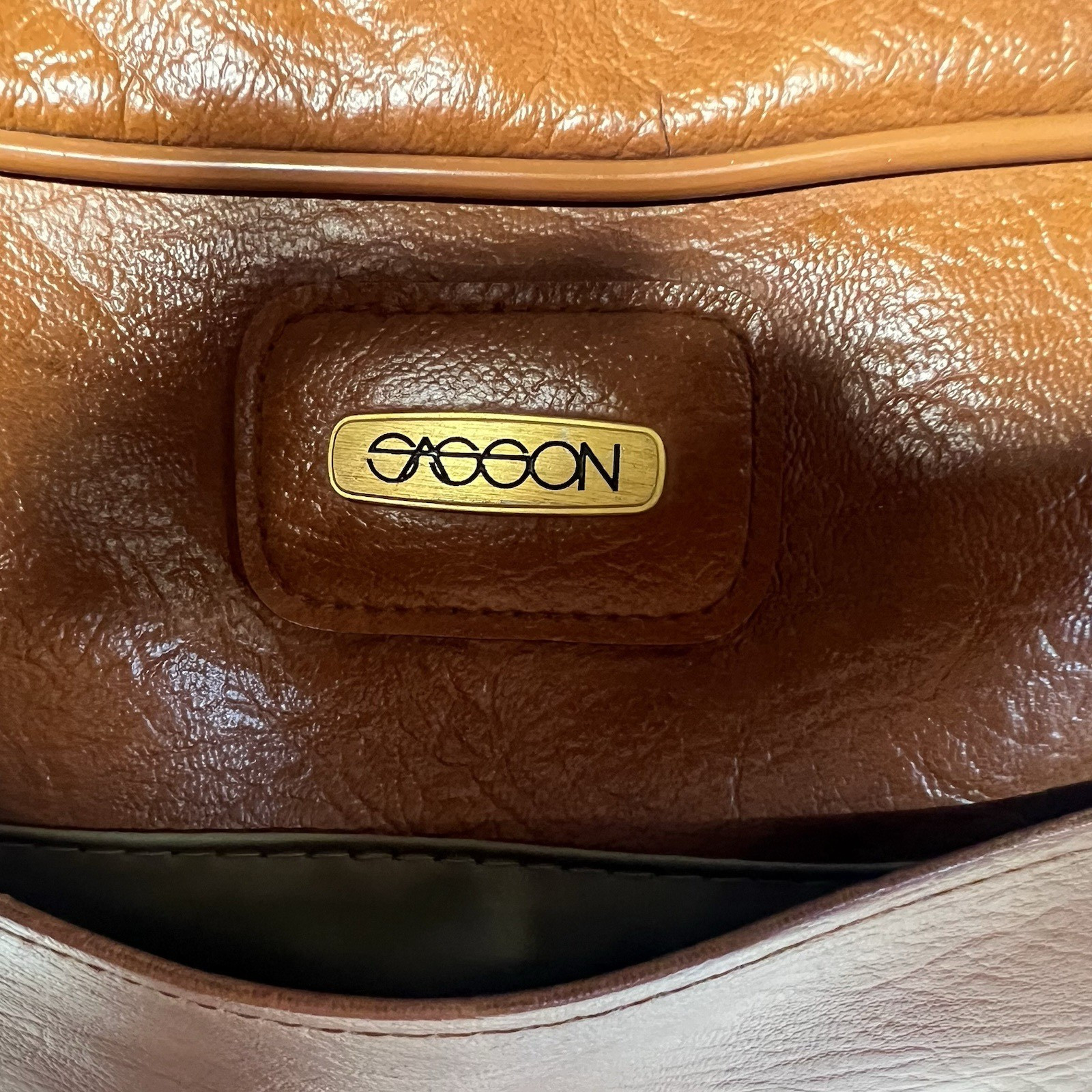 Vintage SASSON Leather Travel Bag Luggage Carry Shoulder Zippered Brown