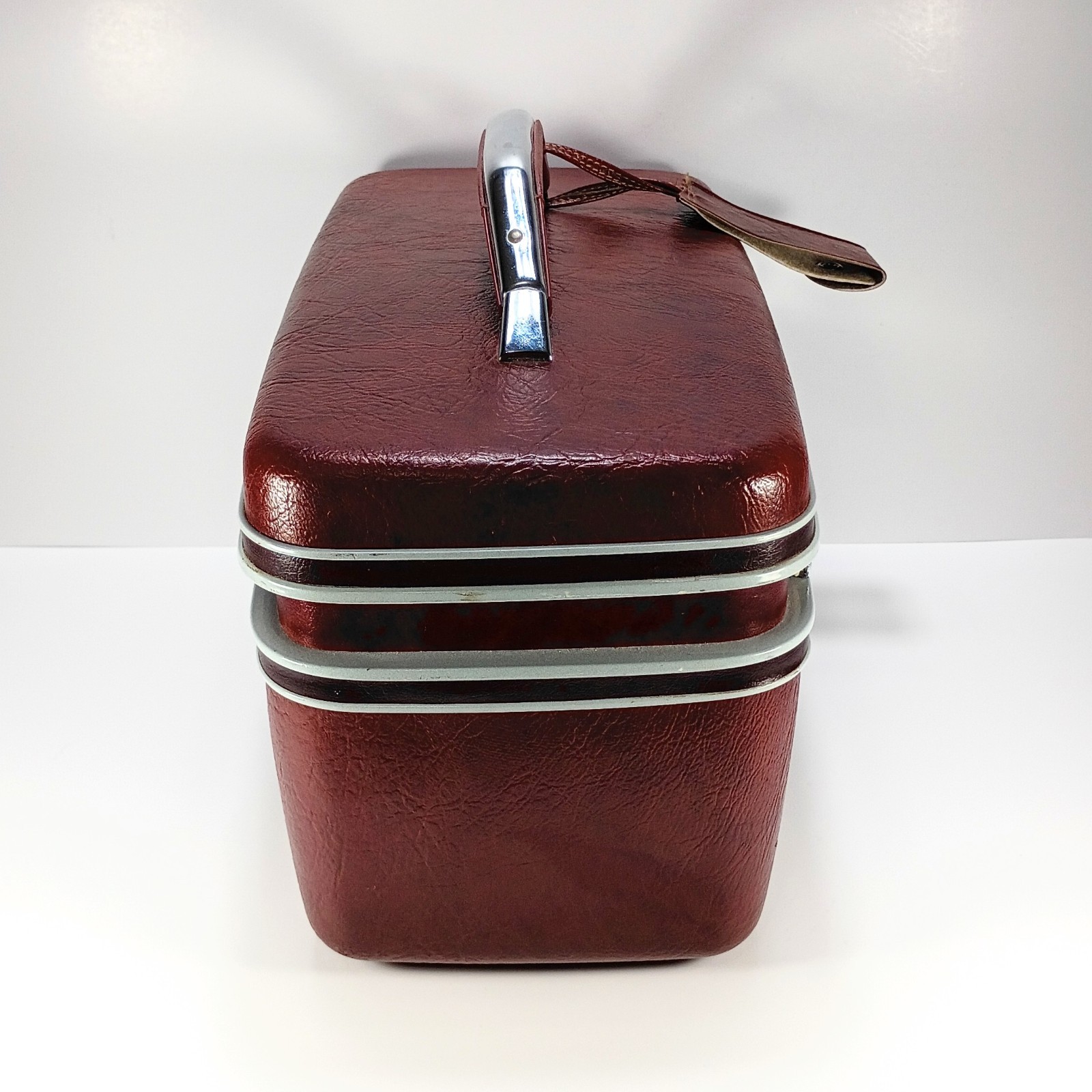 Samsonite Silhouette II Train Case Burgundy With Mirror And Cosmetic Bag NO TRAY