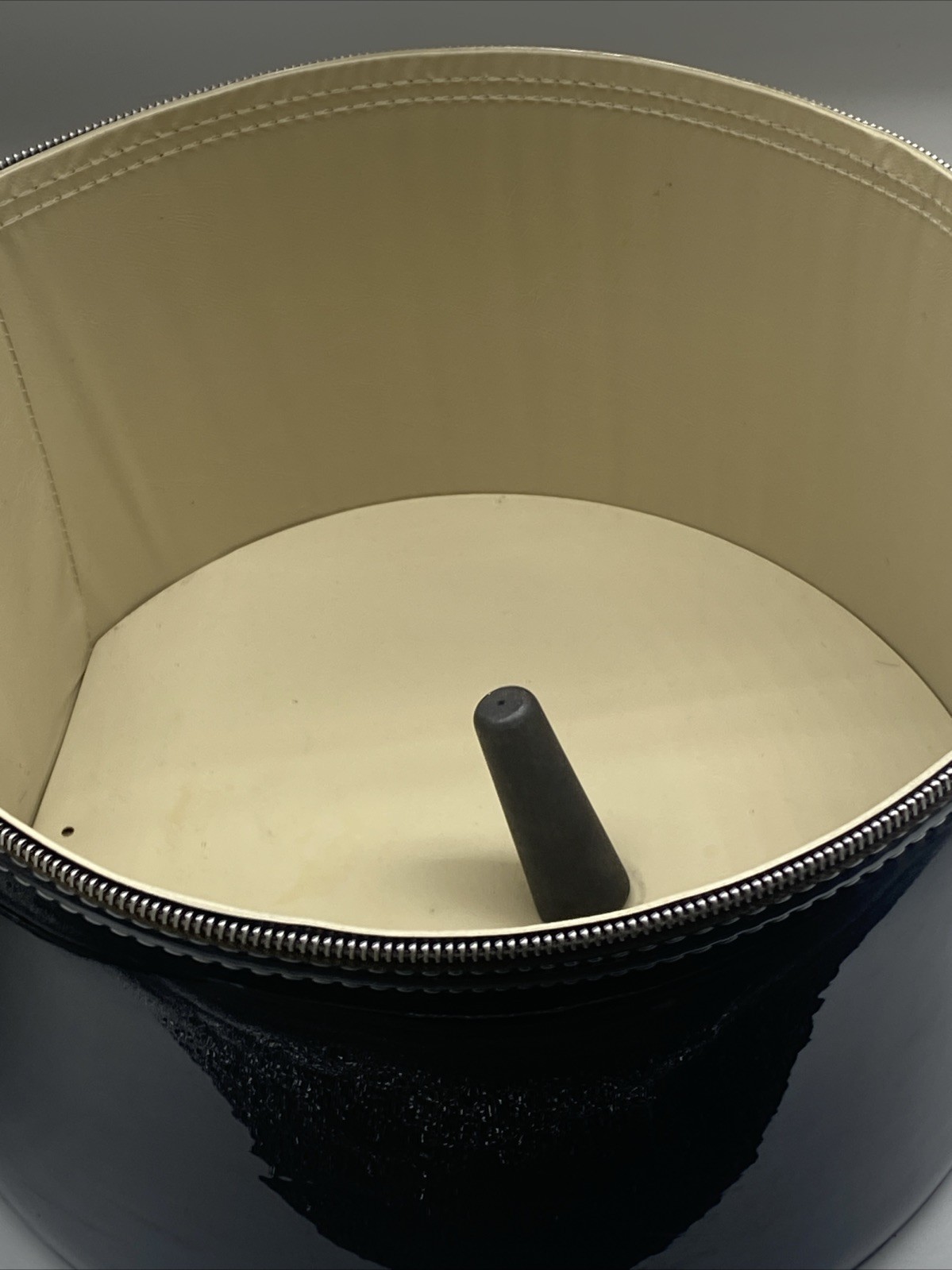 Vintage Black PATENT Wig HAT Box Case With HANDLE Round Set 14’ 9.5’ Set