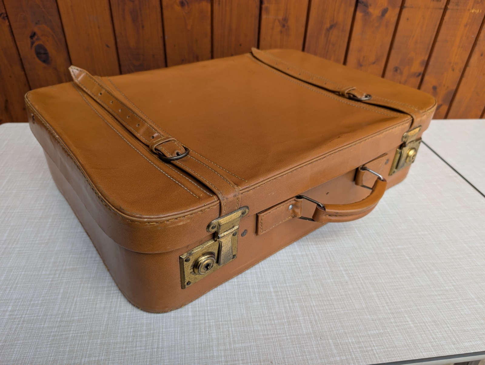 Space Age Designer Vintage Retro Travel Suitcase 70s Brown Leather Weekender 14