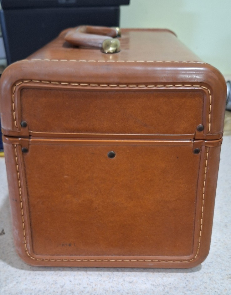 Vintage Samsonite Streamlite Train Case 4612 Brown w/Tray & Mirror MCM