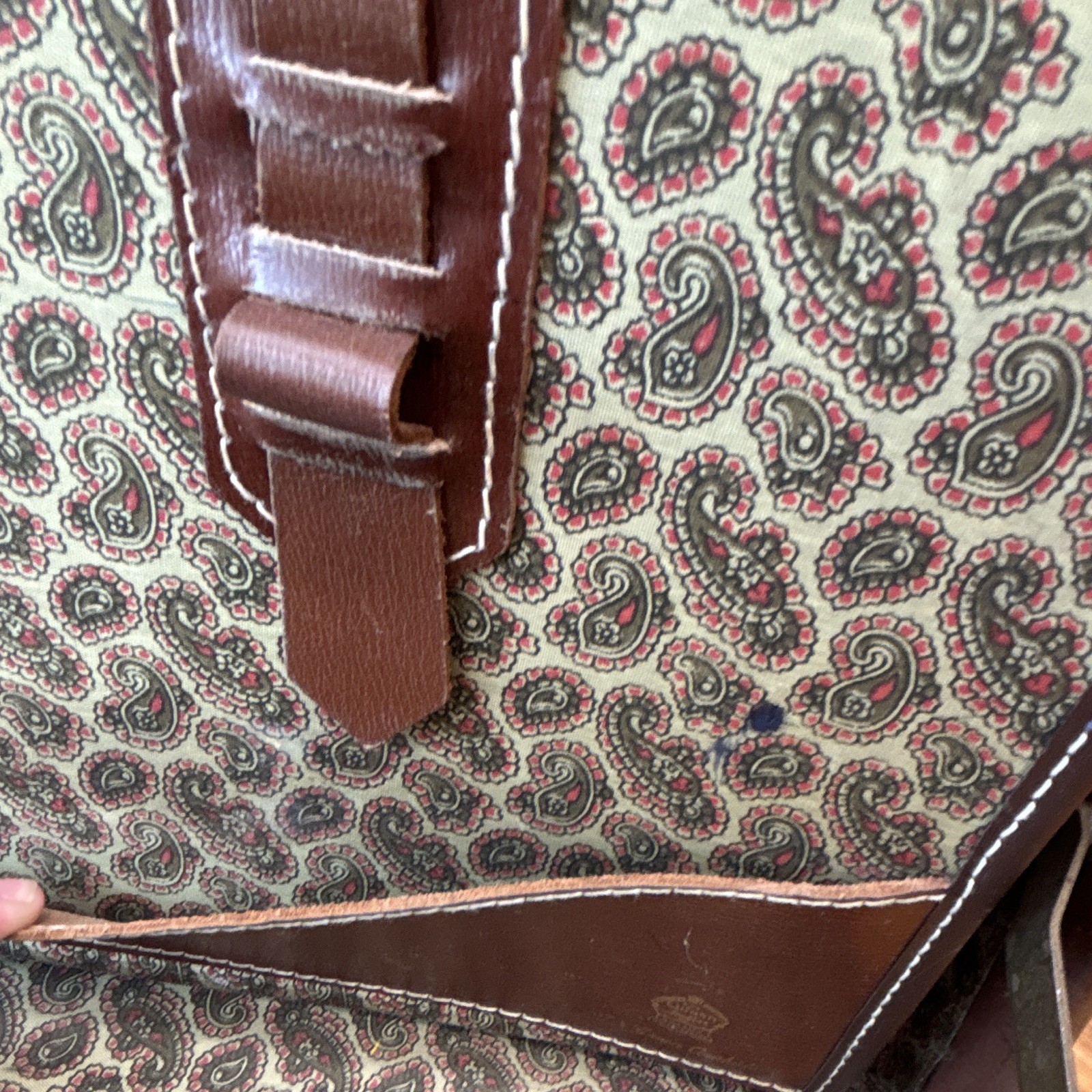 True Vintage 1950s Green Hard-Sided Leather Briefcase Locking Latches