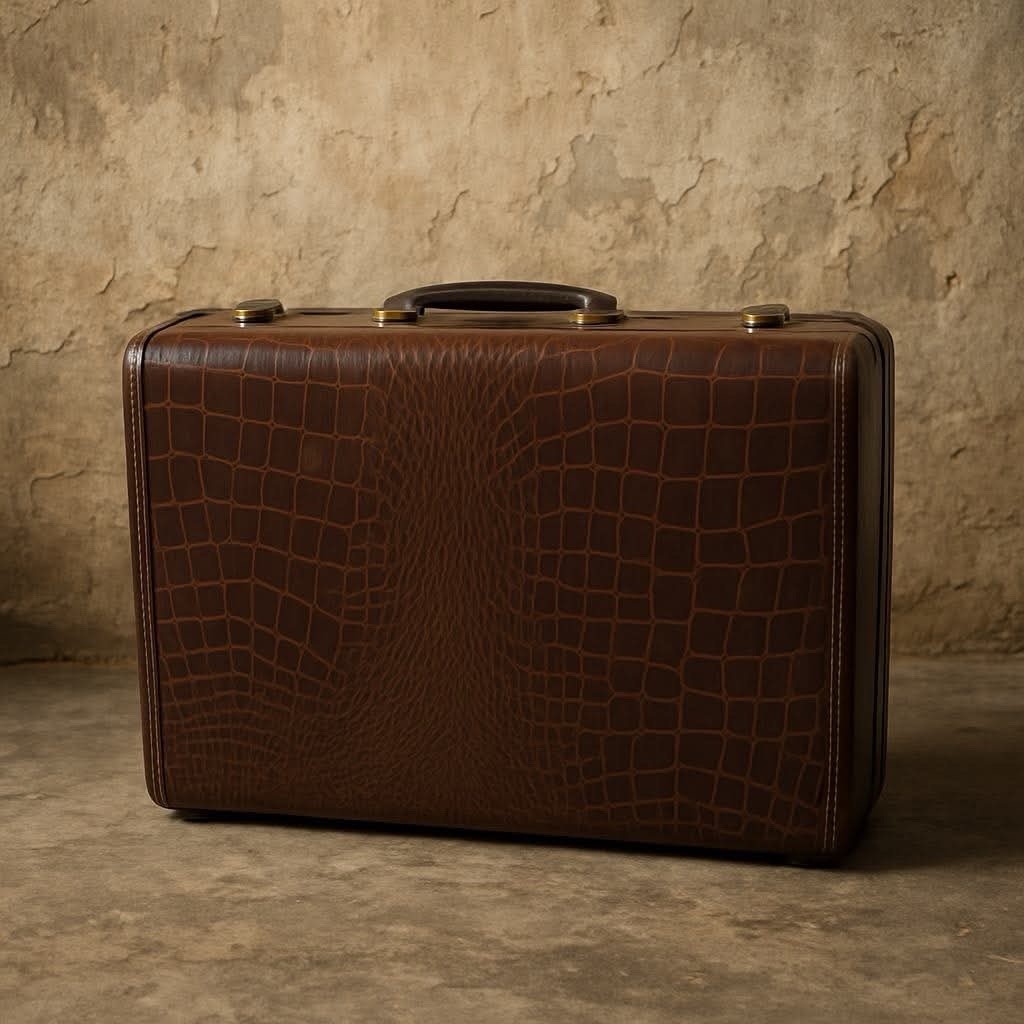 Vtg Crocodile, Embossed Suitcase, Luggage, Mid-Century, Retro Decorative Prop