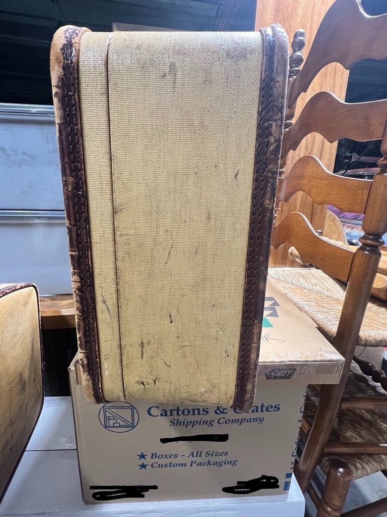 2 – 1940’s Vintage Suite Cases – both with OG travel inspection stickers