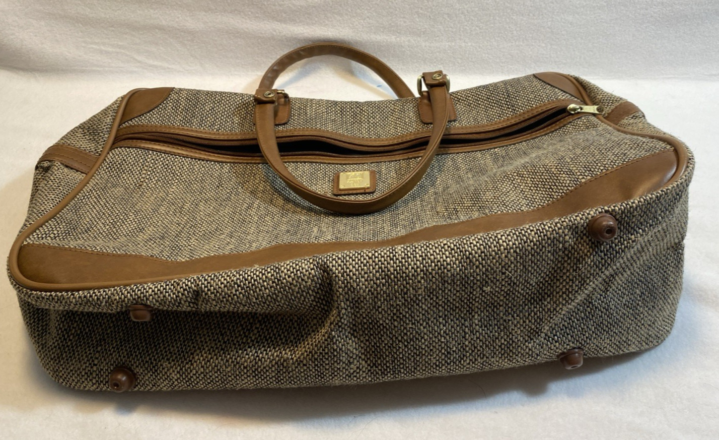 Tweed Suitcase, Briefcase, Travel Bag Vintage Fashion Club Bag Brown