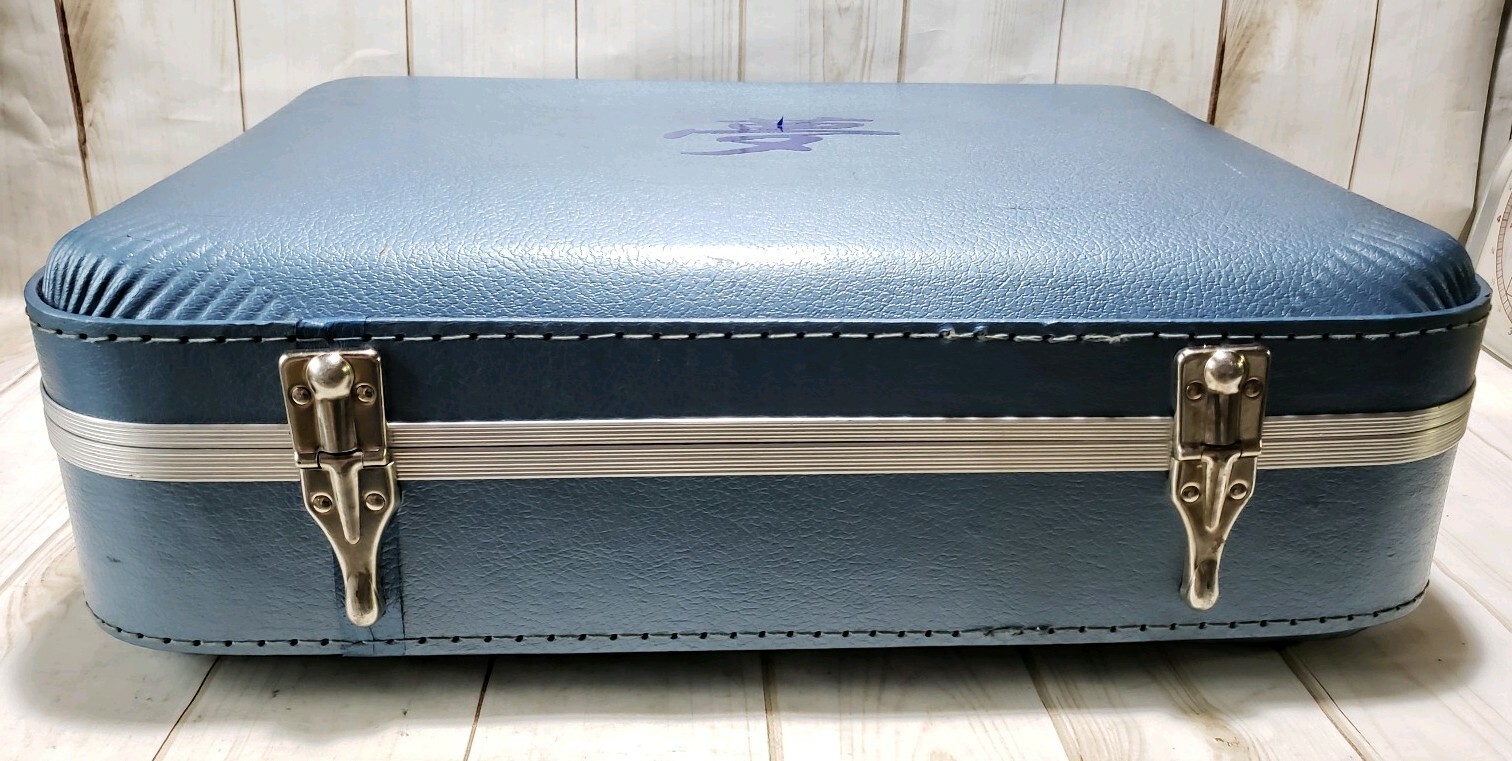 Vintage Trojan Boys Suitcase Blue Hard Case