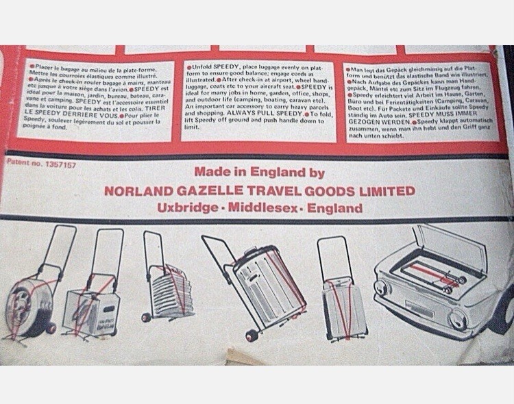 Rare Retro 1970’s NORLAND GAZELLE England SPEEDY Luggage Trolley MULTI-PURPOSE