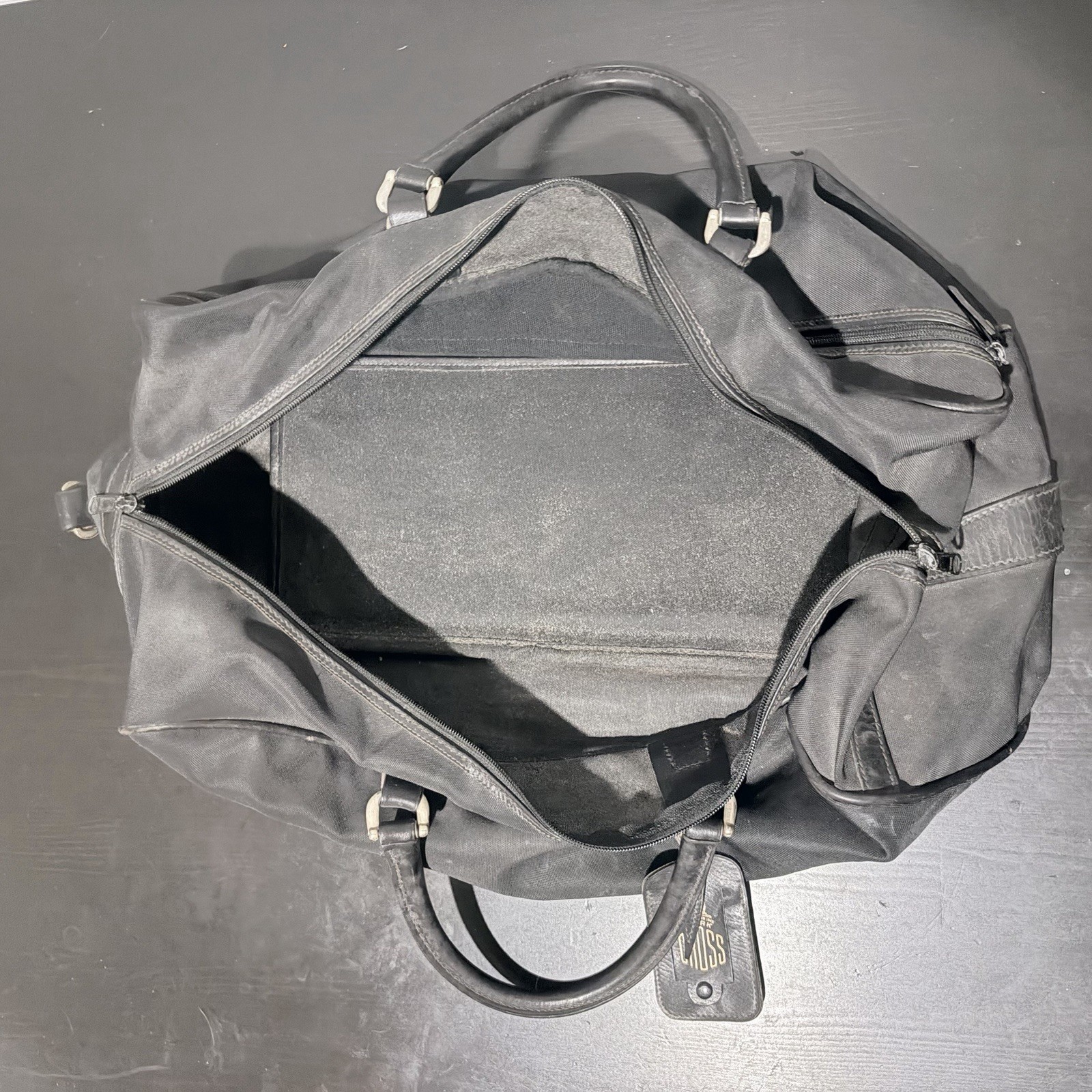 Vintage Mark Cross Canvas Leather Weekender Duffel Carry On Travel Bag
