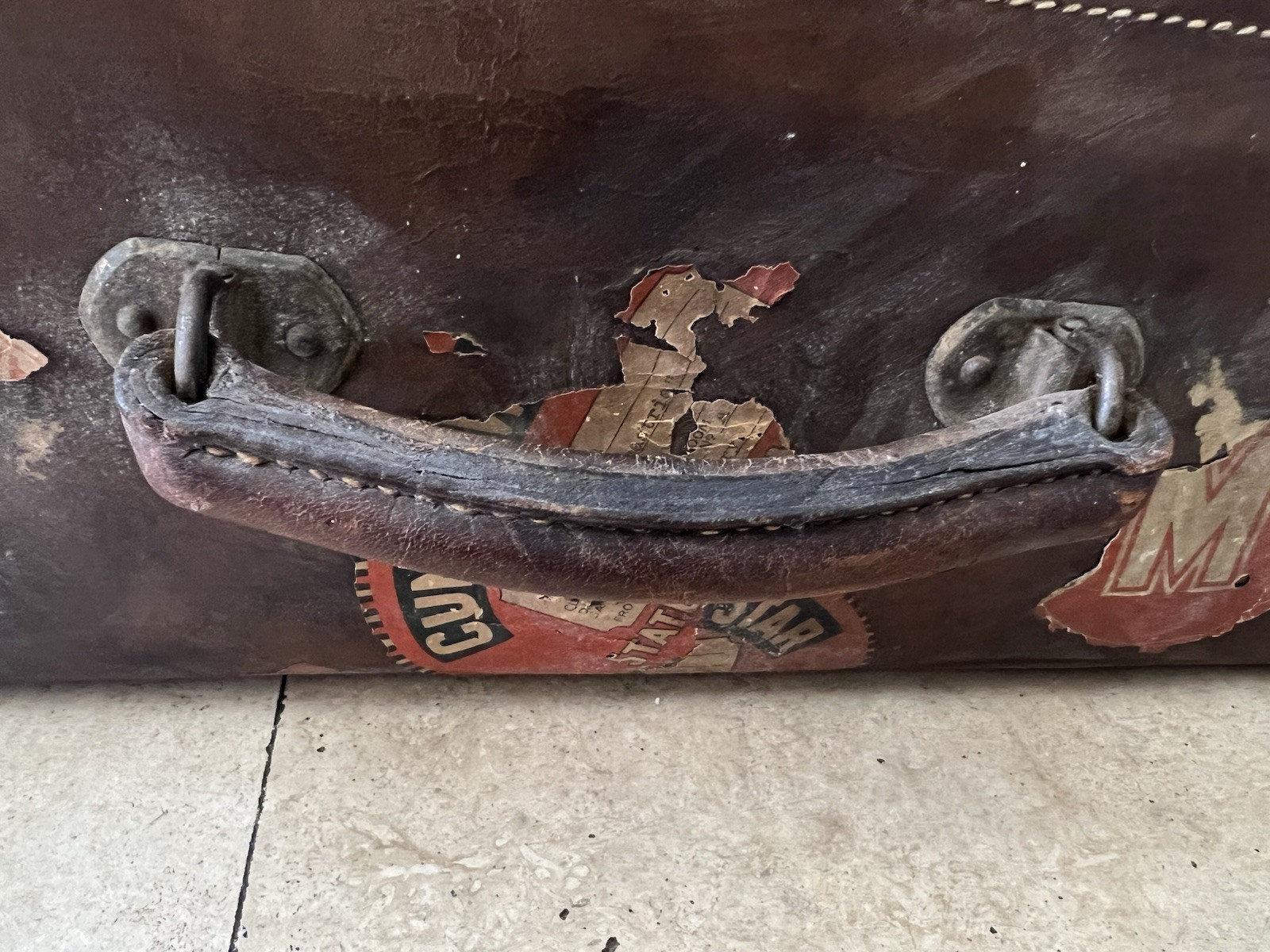 Moritz Madler Leather Travel Case, Germany 1930’s White Star Cunard Tags