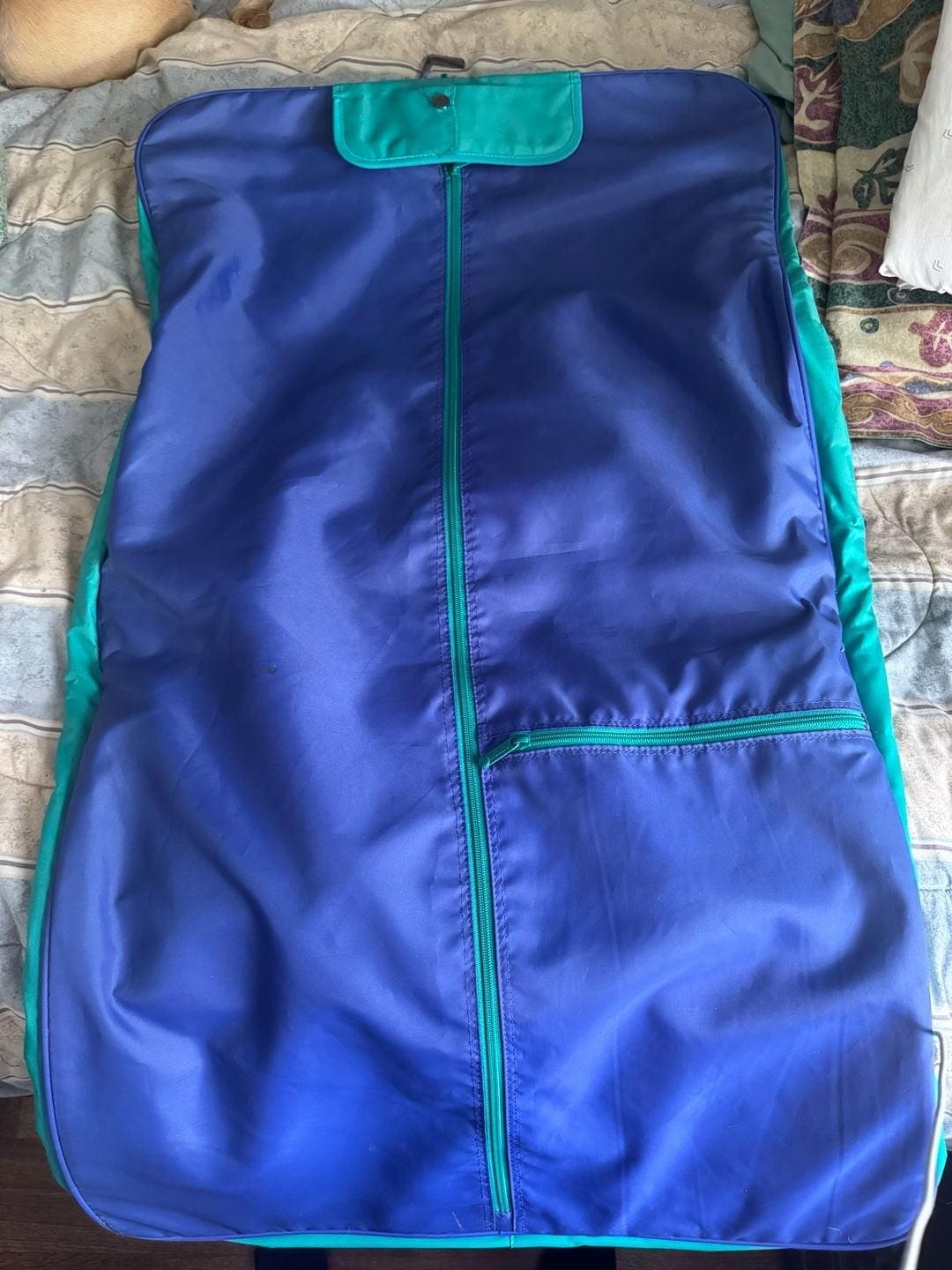 Vintage Ascot 90s Retro Color Block Hanging Garment Bag Purple & Teal