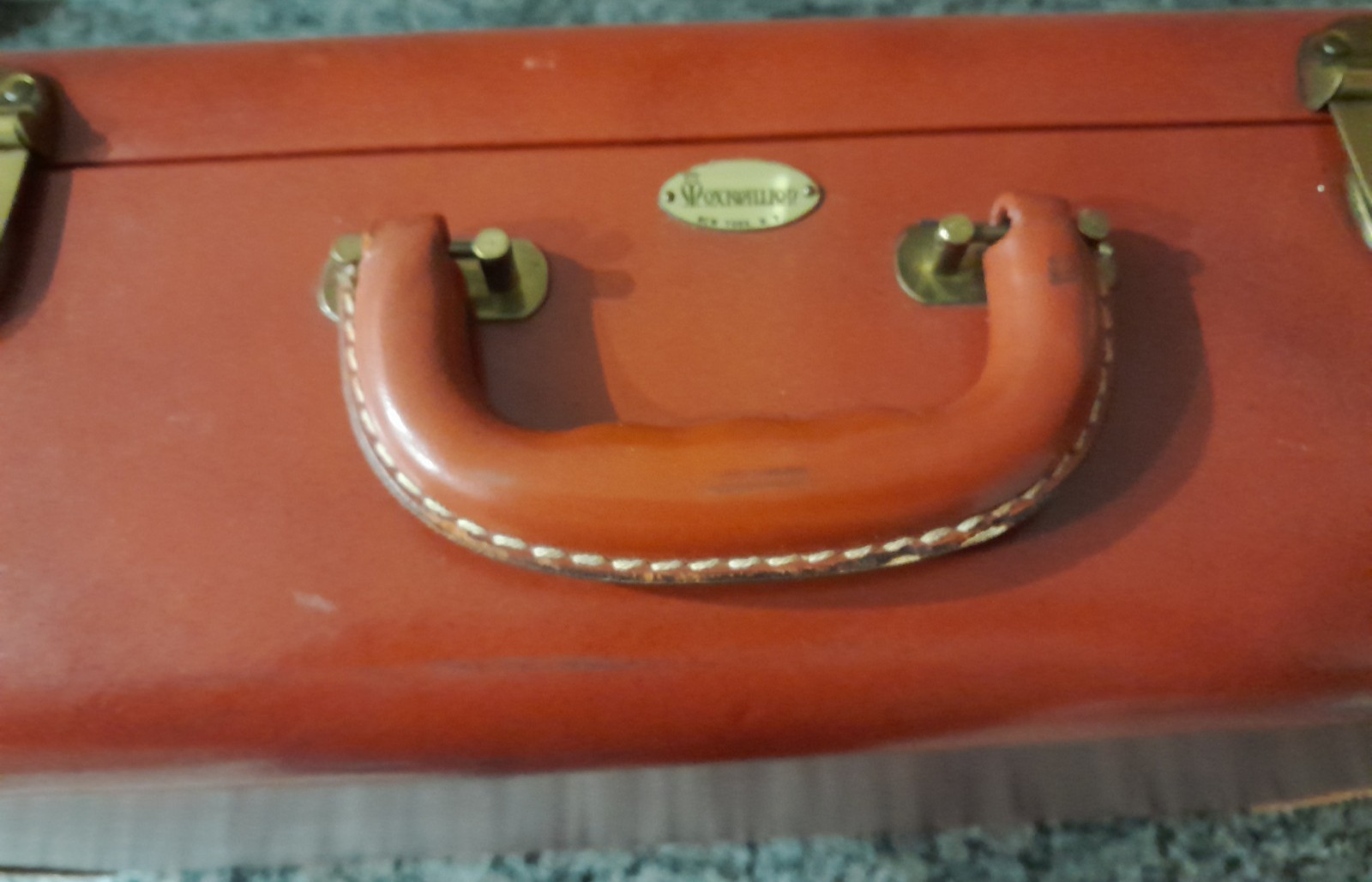 Maximillion NY Brown Leather Suitcase Vintage Hardcase 21x13x6.5