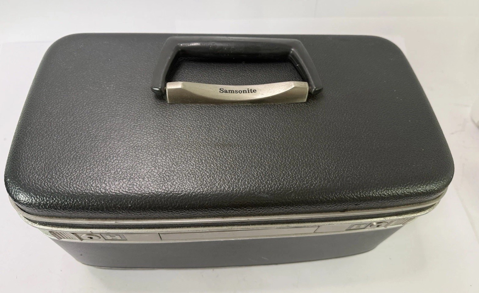 Vtg Samsonite Silhouette Train Case 1960 Black Makeup Cosmetic Luggage Mirror
