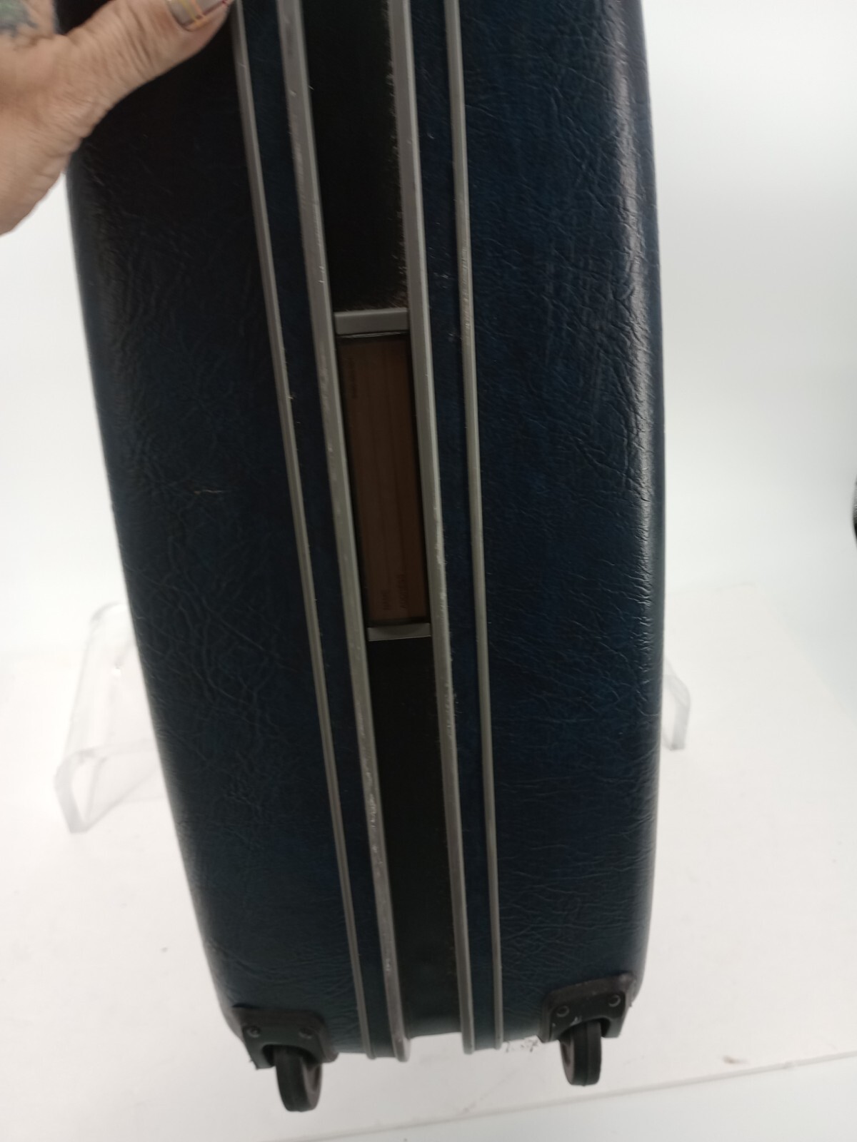 Vtg Rolling Navy Blue Samsonite 1987 Carry Pak 12 Hard Suitcase No Key. Read Plz