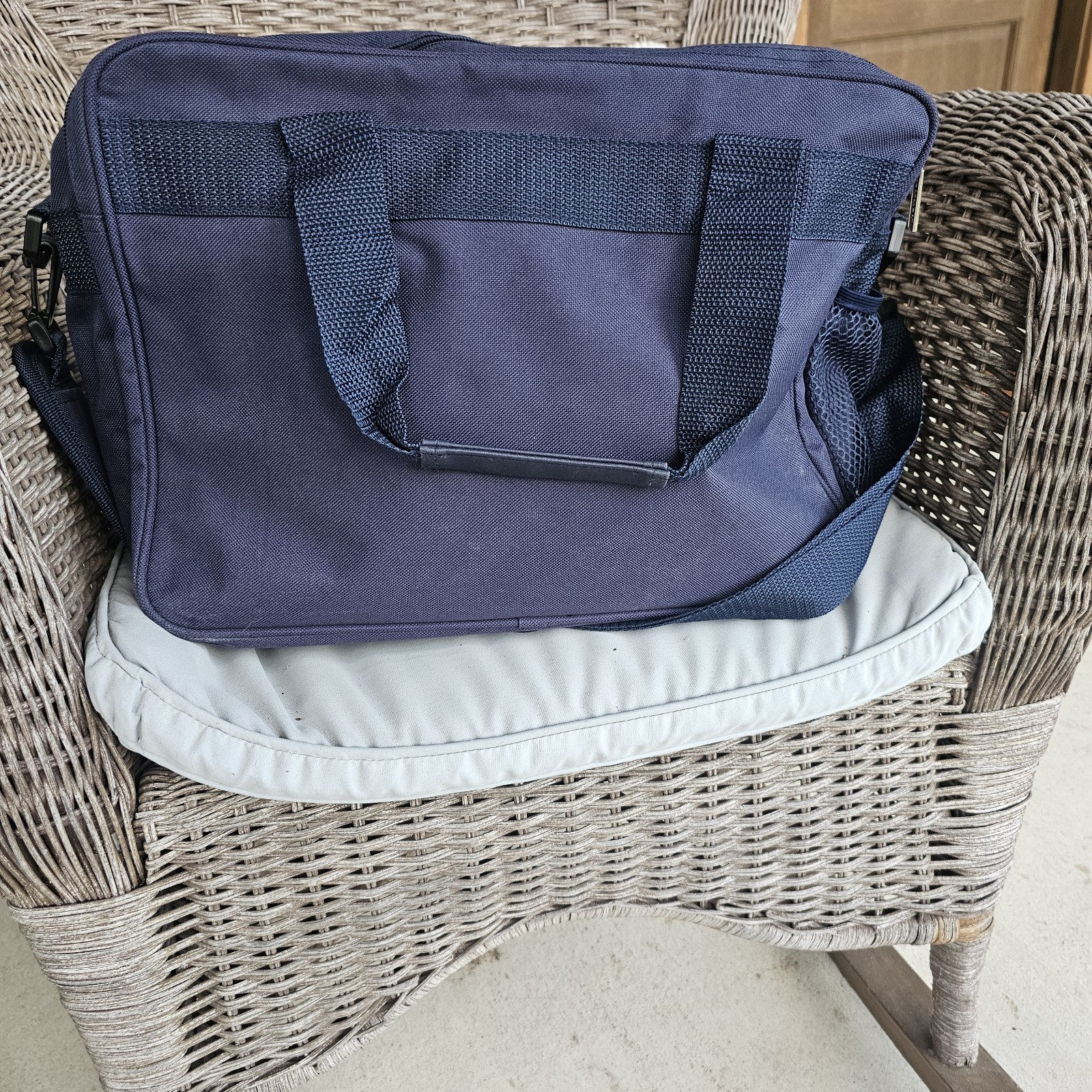 Trafalgar TT Vintage Blue Messenger Travel Carry On Bag Embroidered Soft Side