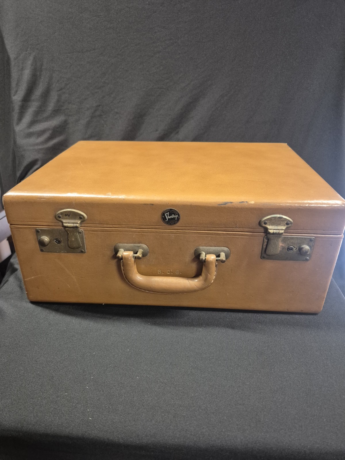 Vintage Short Trip Genuine Leather Train Vanity Cosmetic Travel Case Key Bottles