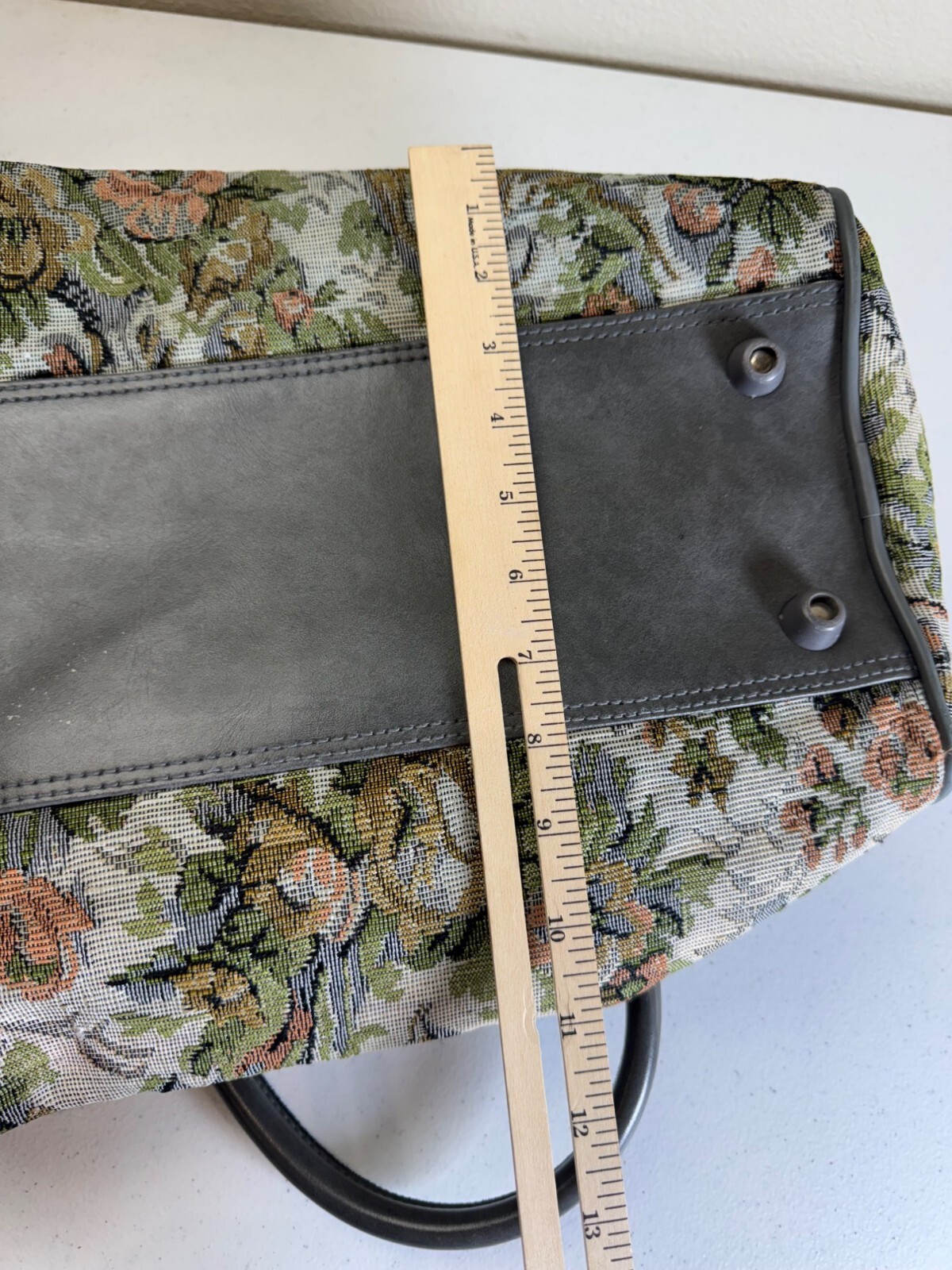 Vintage Jordache Floral Tapestry Duffle Bag Gray Carry On Cottagecore Pretty