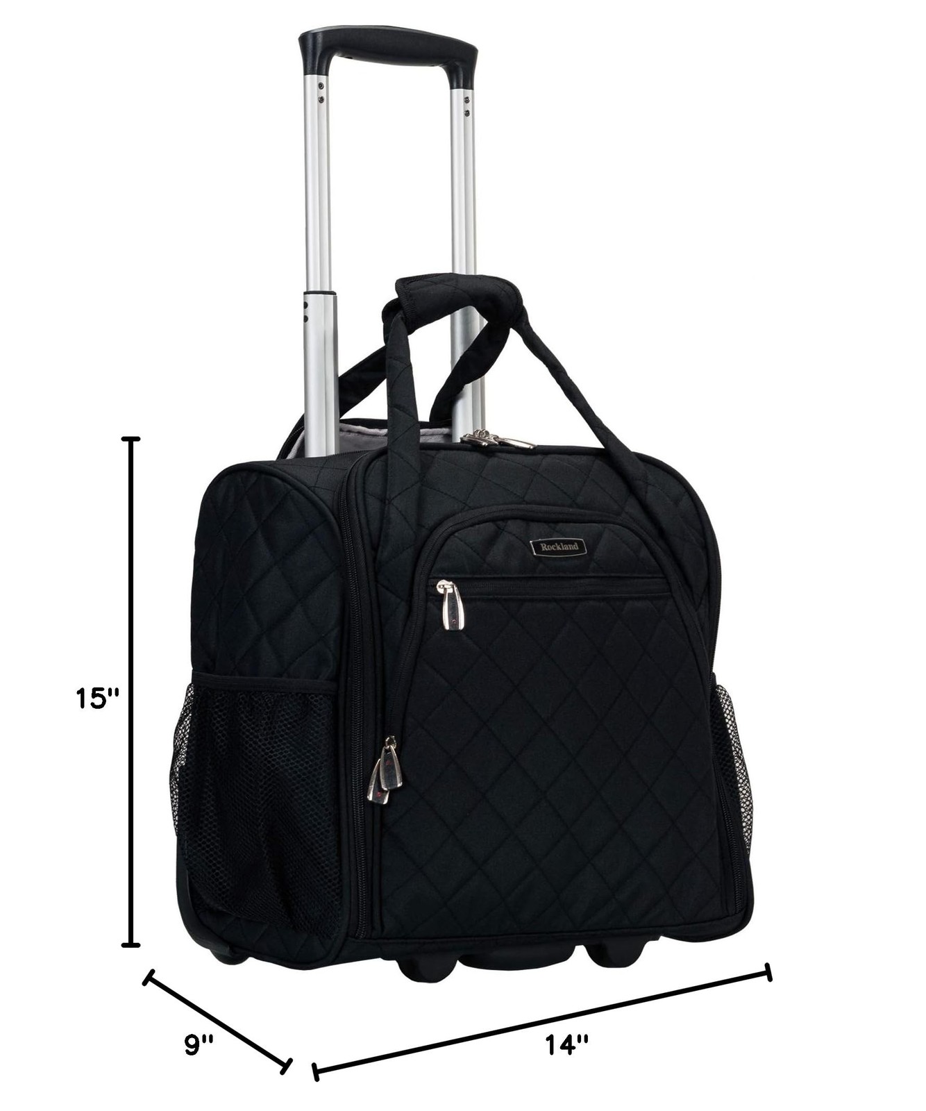Rockland Melrose Upright Wheeled Underseater Carry-On Luggage, Black 15 inch