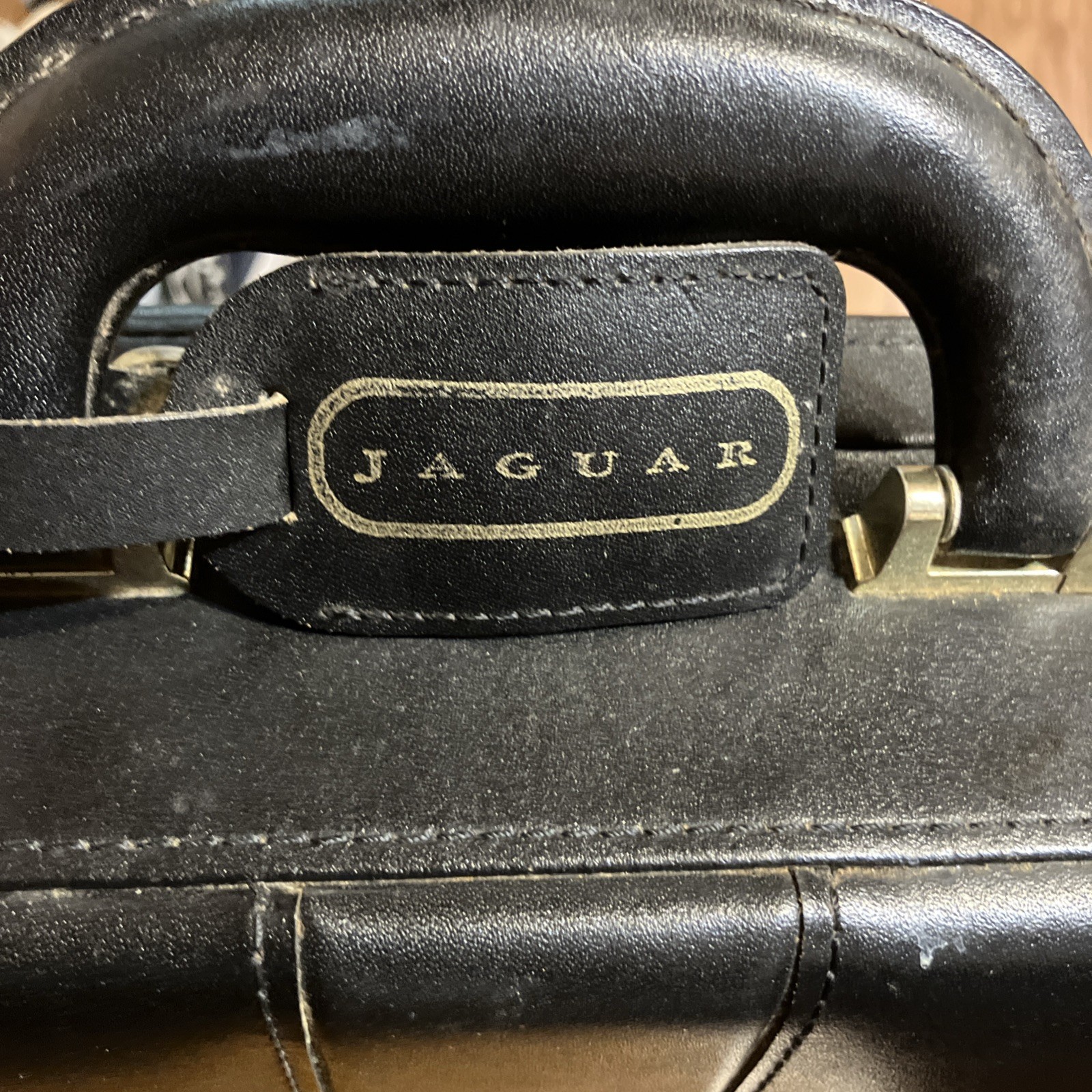 Vintage Jaguar Briefcase Hard Shell Black Leather/Faux Leather Material w/combo