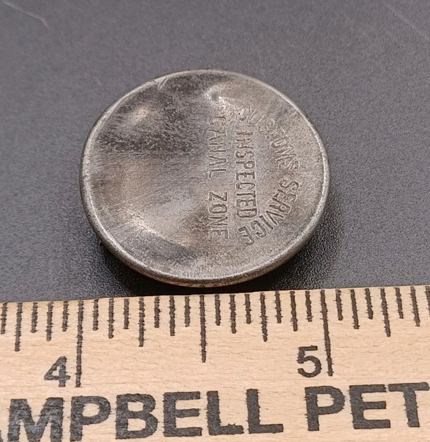 Vintage Custom Service Inspected Panama Canal Metal Button For Checked Luggage