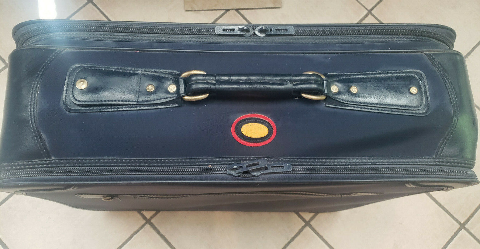 Vintage RICARDO Beverly HILLS Blue Large SUITCASE WHEELS Cord LOCK Excellent con