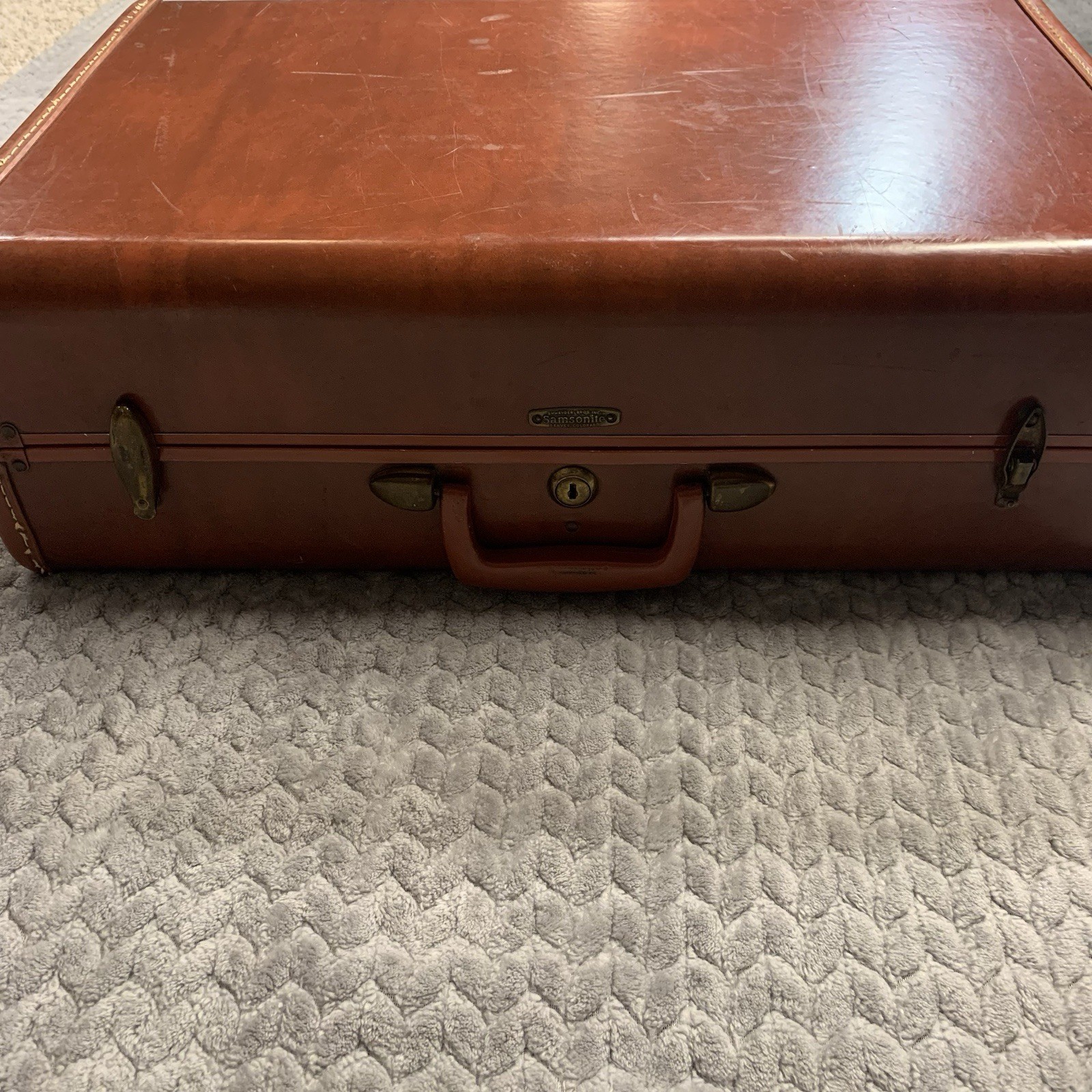 VTG Samsonite Streamlite Shwayder Bros Saddle Tan Suitcase Cary Luggage NO Key