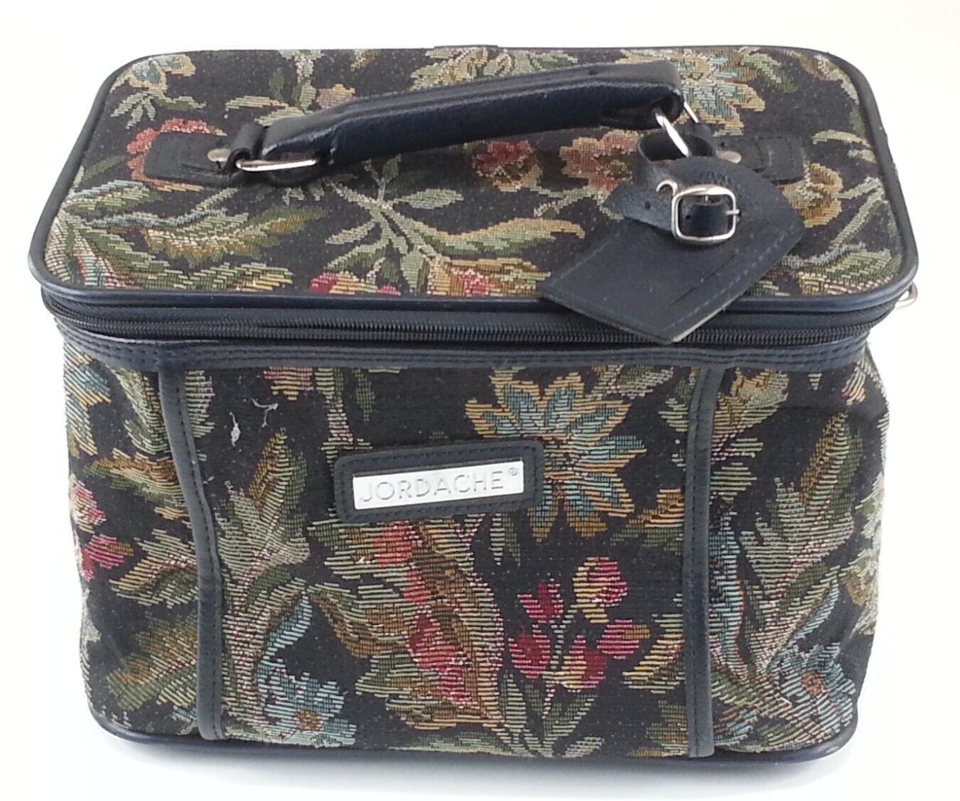 Vtg 1980s Jordache Makeup Travel Bag Floral Tapestry