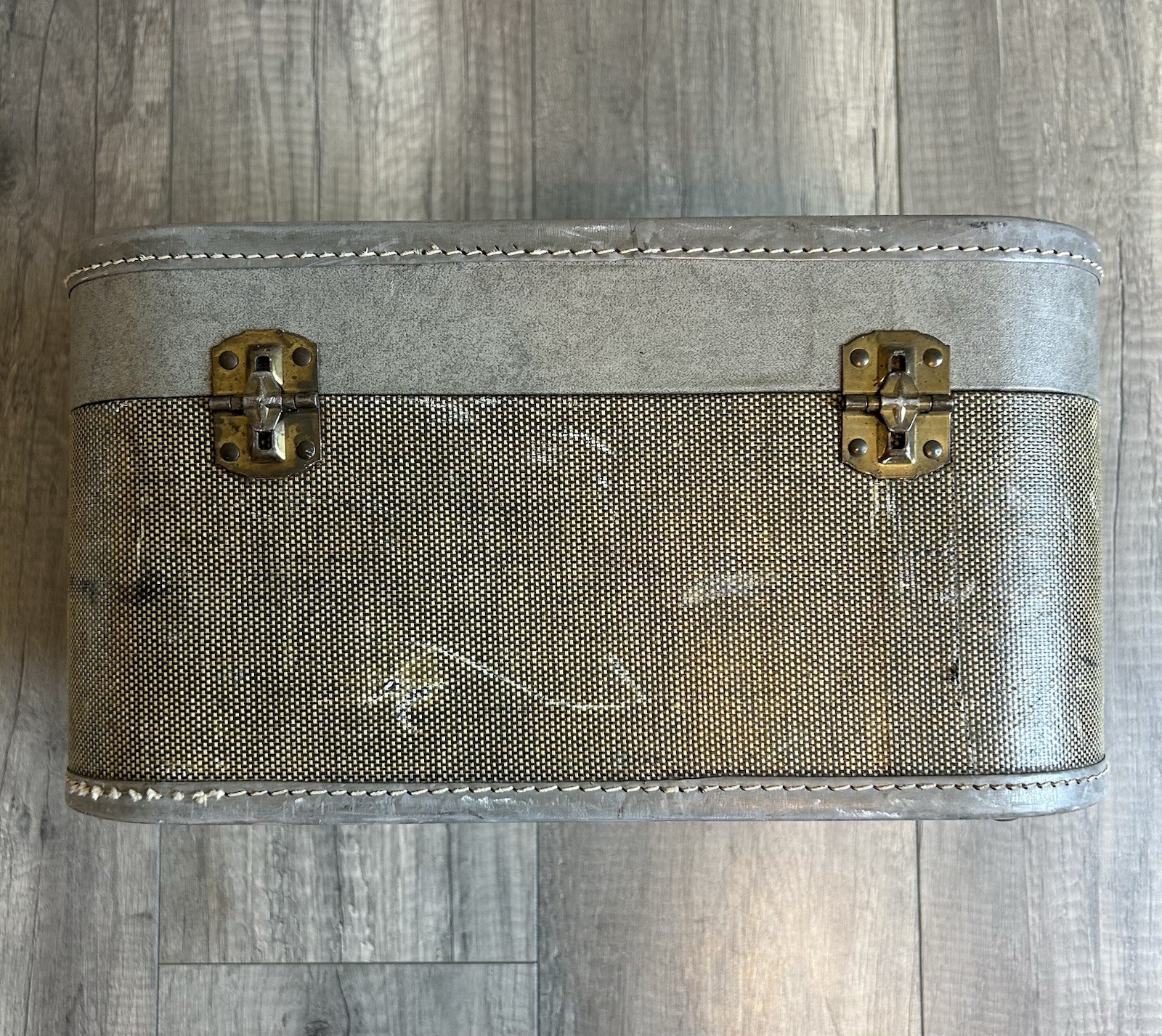 Vintage Envoy Train Case Tweed Makeup Cosmetic Travel Case Mid Century Retro MCM