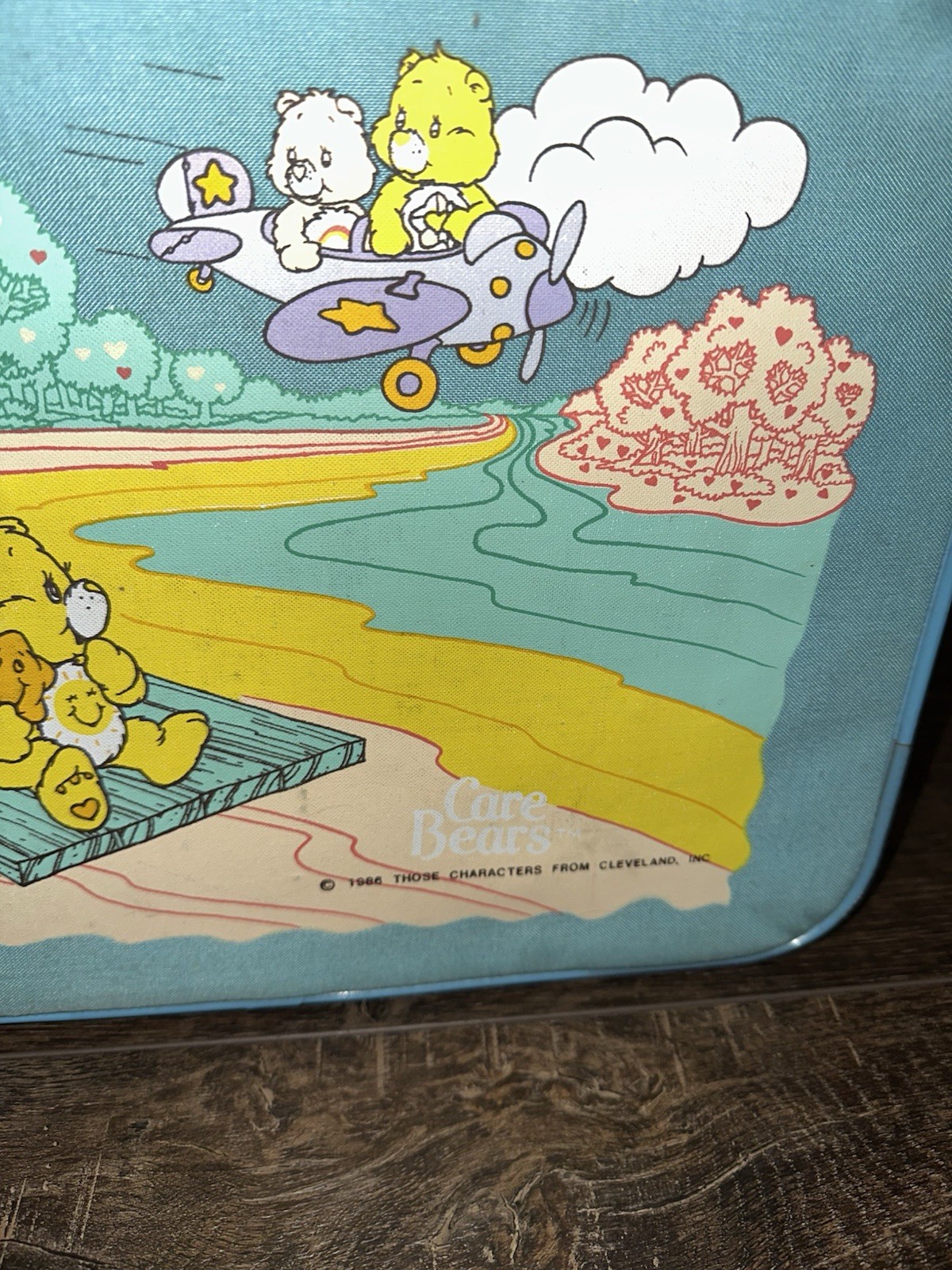 Vintage 1986 Care Bears Blue Suitcase Setting Sail For Grandmas Canvas 80s